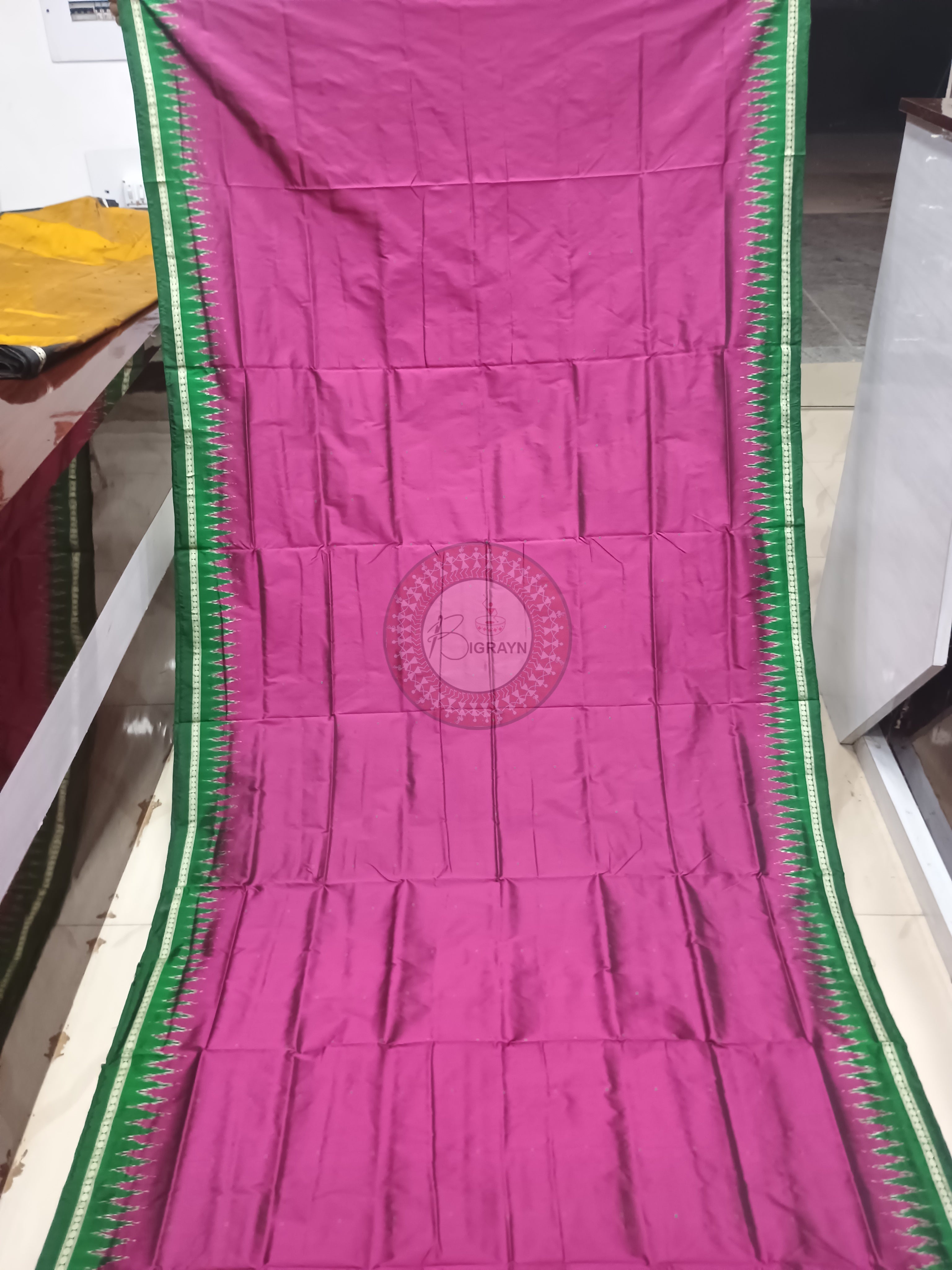 Magenta Green Ek Phulia Bomkai Silk Saree