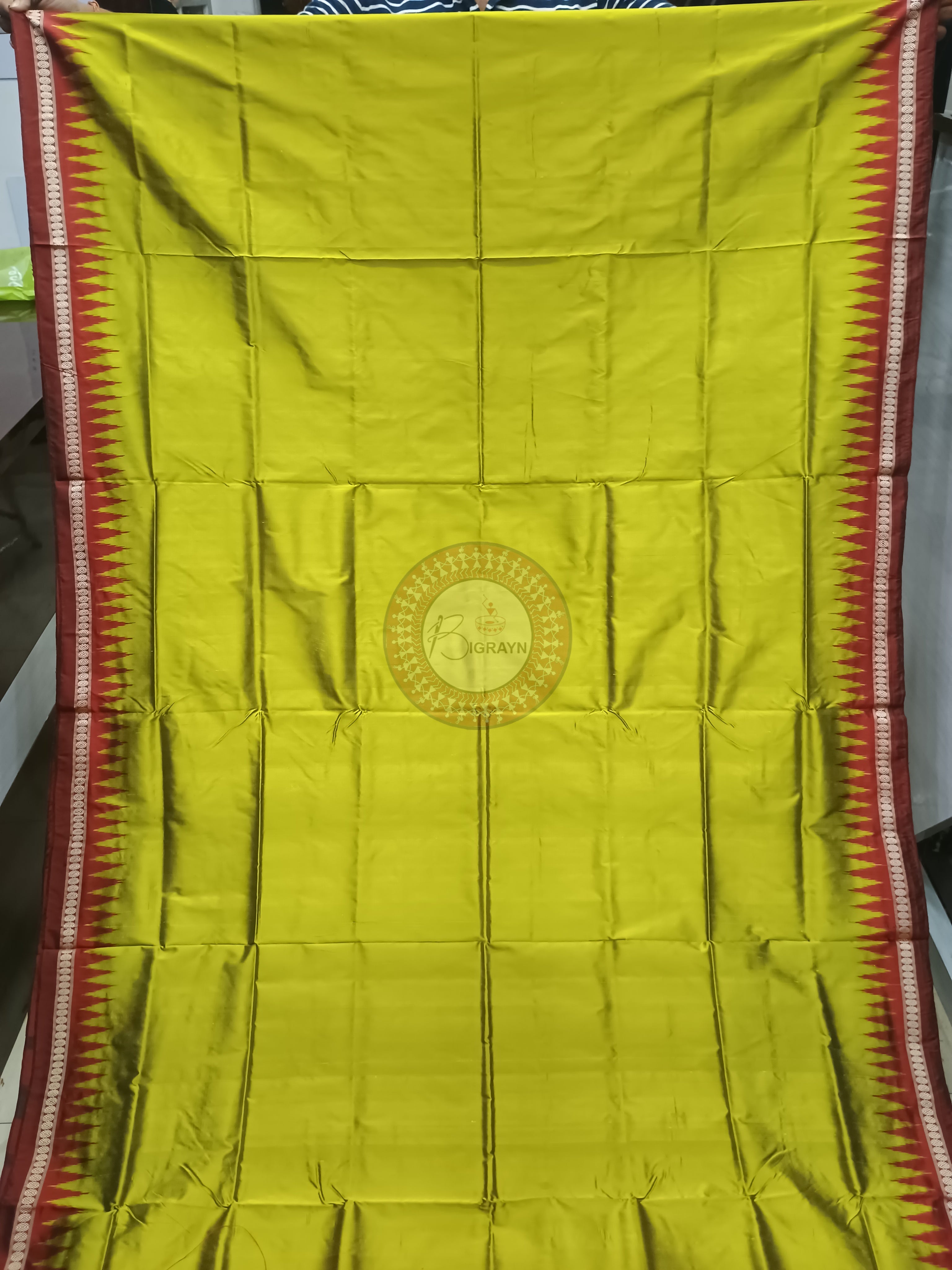 Neon Red Ek Phulia Odisha Handloom Bomkai Silk Saree