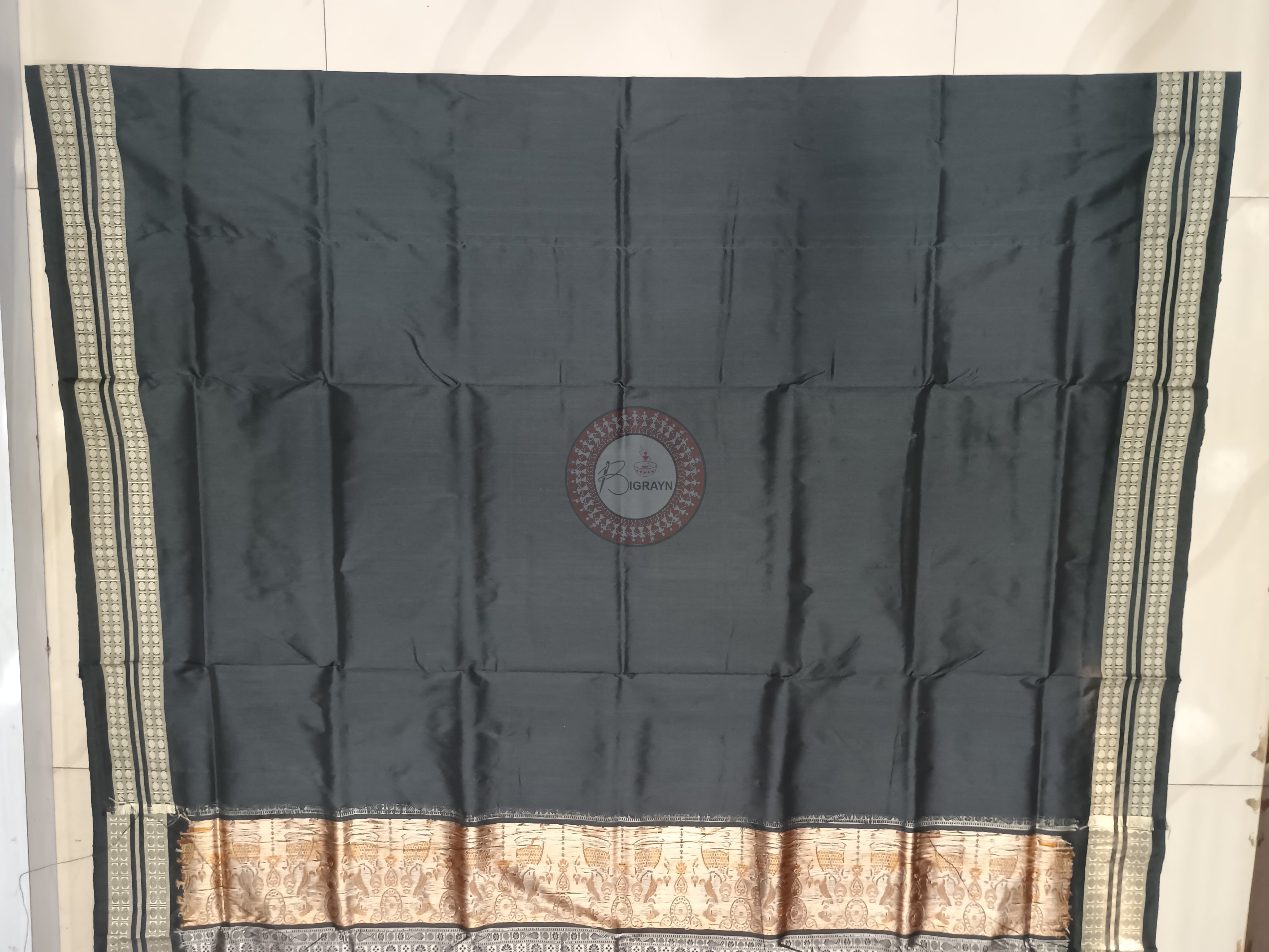 Maroon Black Buti Odisha Handloom Bomkai Silk Saree