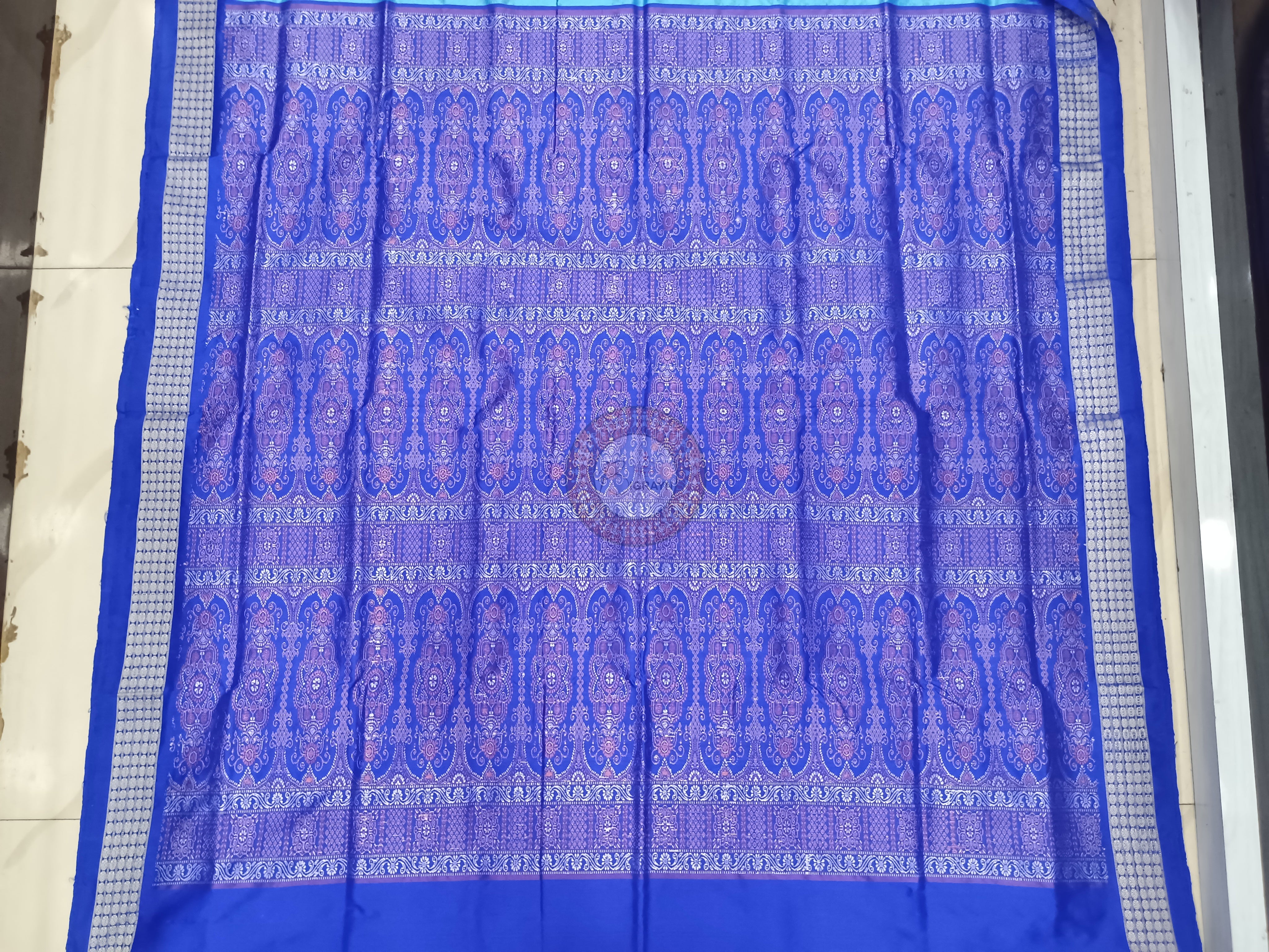 Sky Blue Blue Buti Odisha Handloom Bomkai Silk Saree