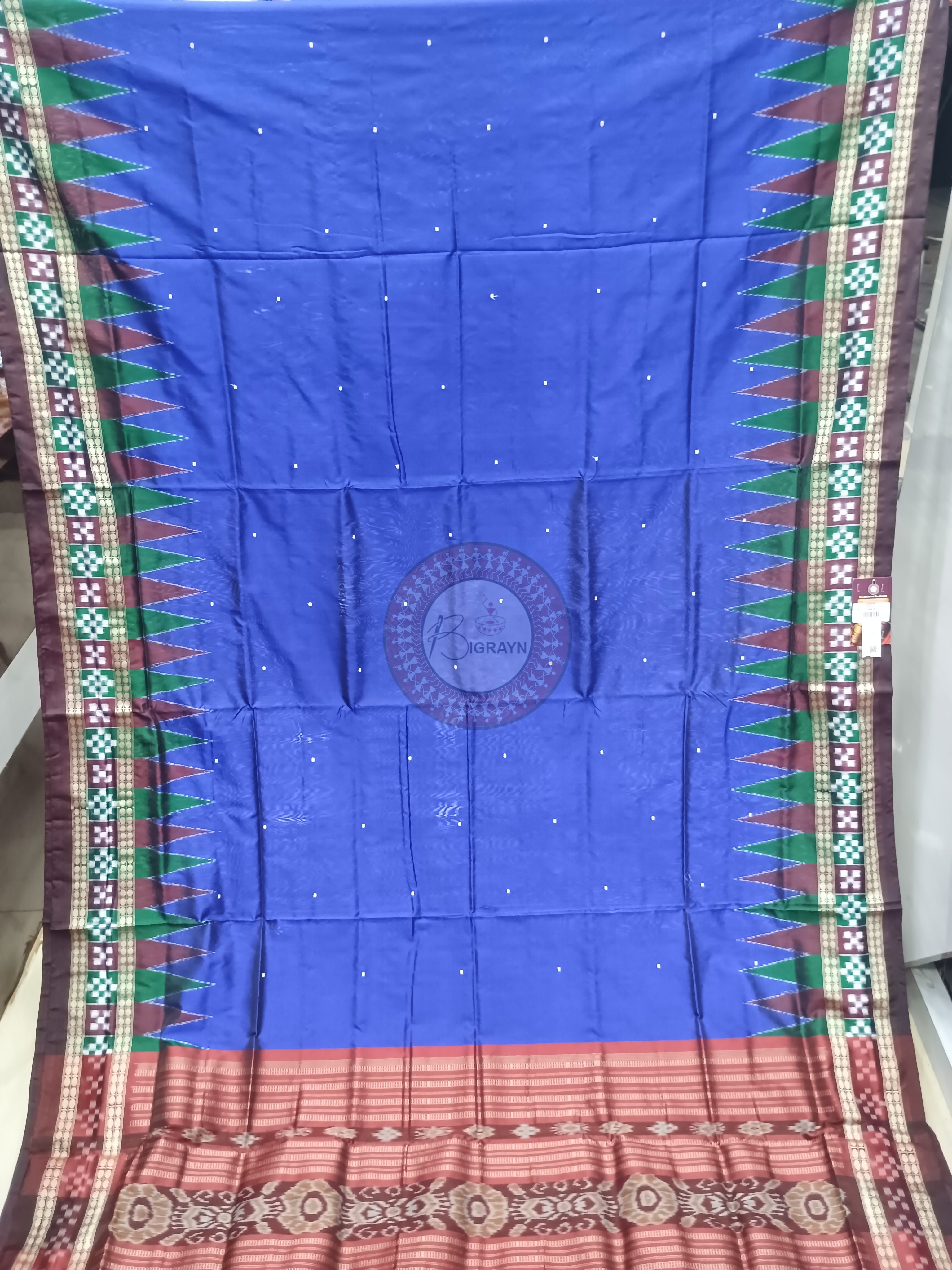 Blue Maroon Sakta Border Odisha Handloom Bomkai Silk Saree
