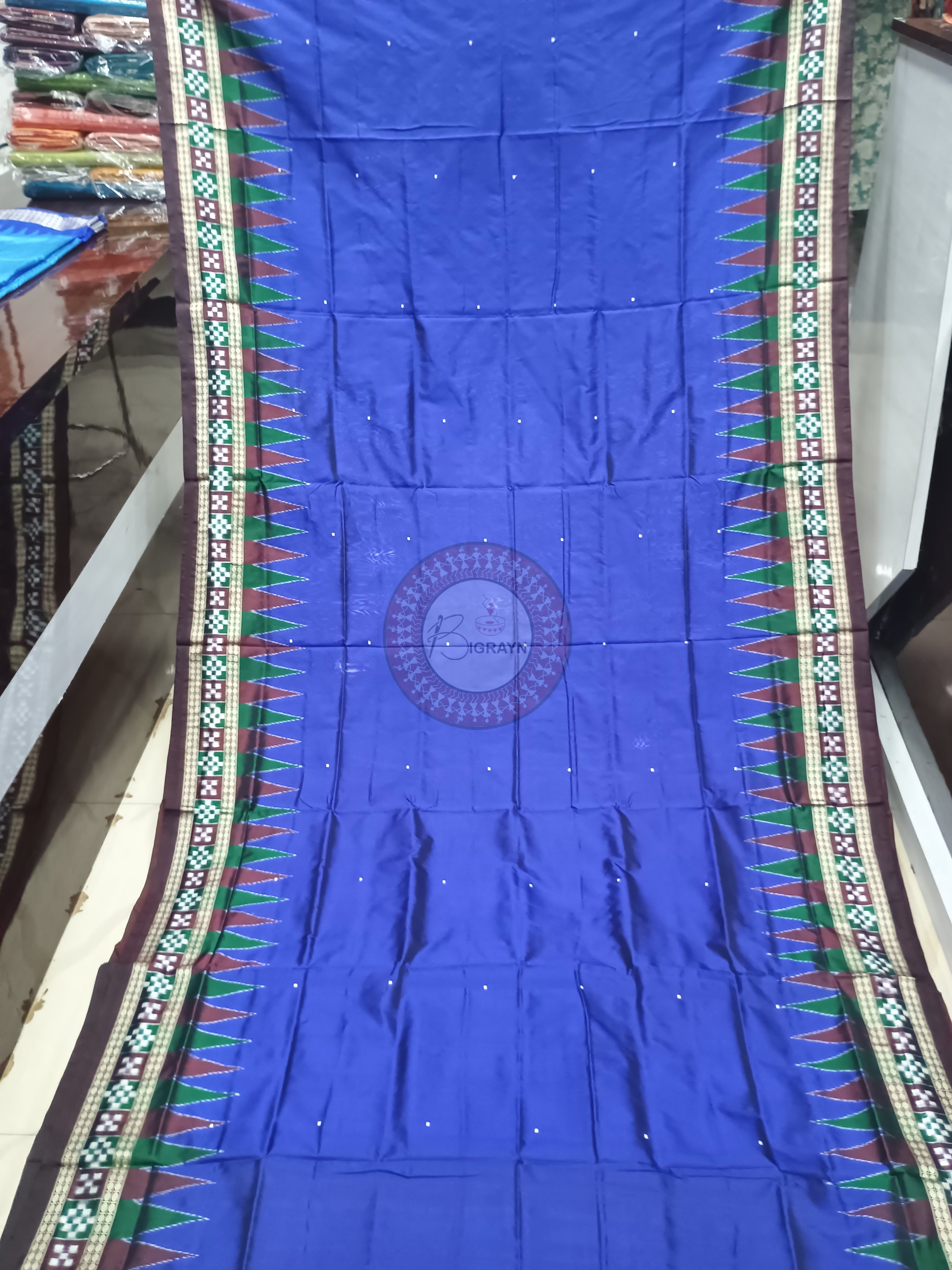 Blue Maroon Sakta Border Odisha Handloom Bomkai Silk Saree