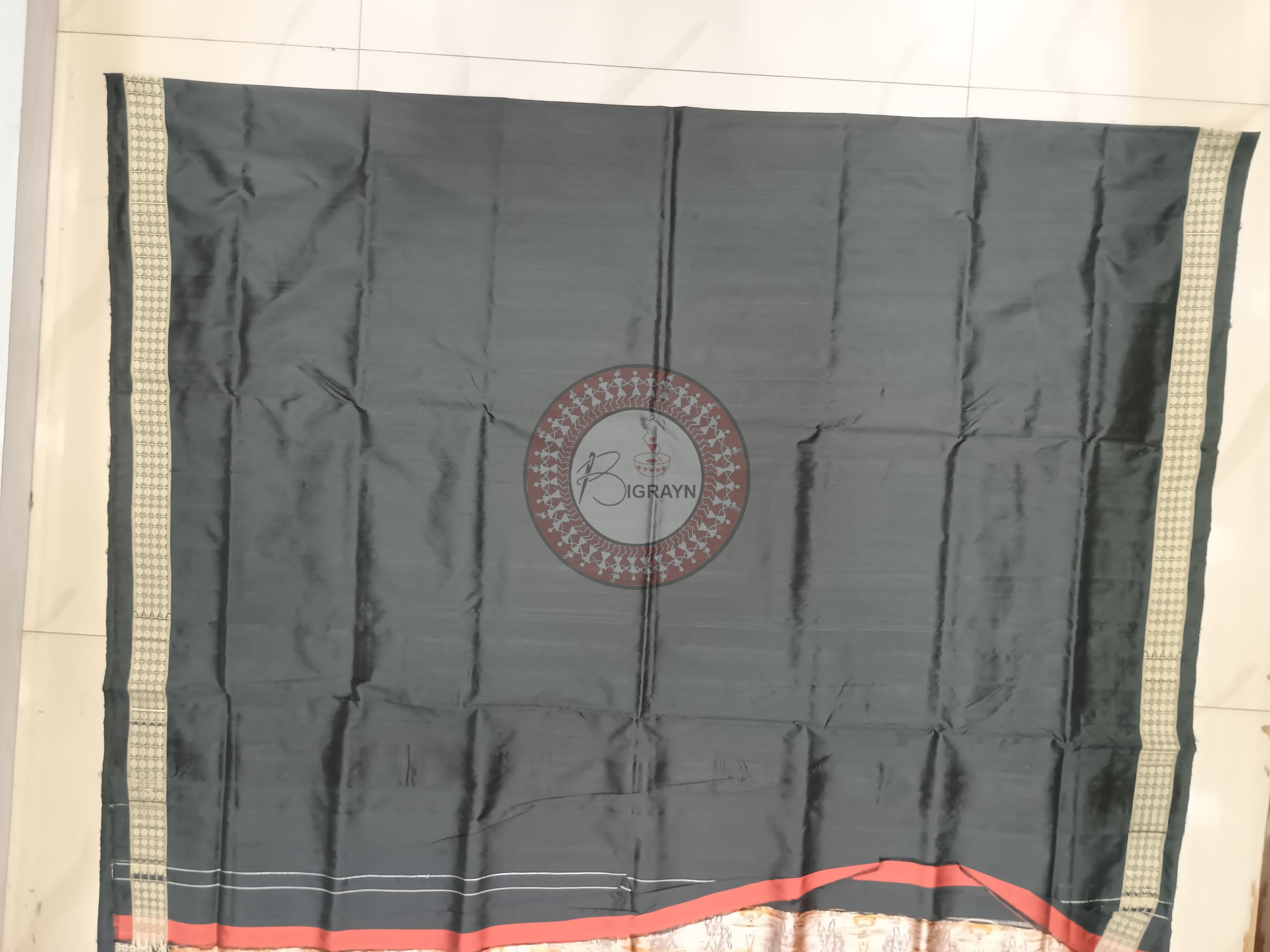 Green Black Dipa Design Bomkai Silk Saree