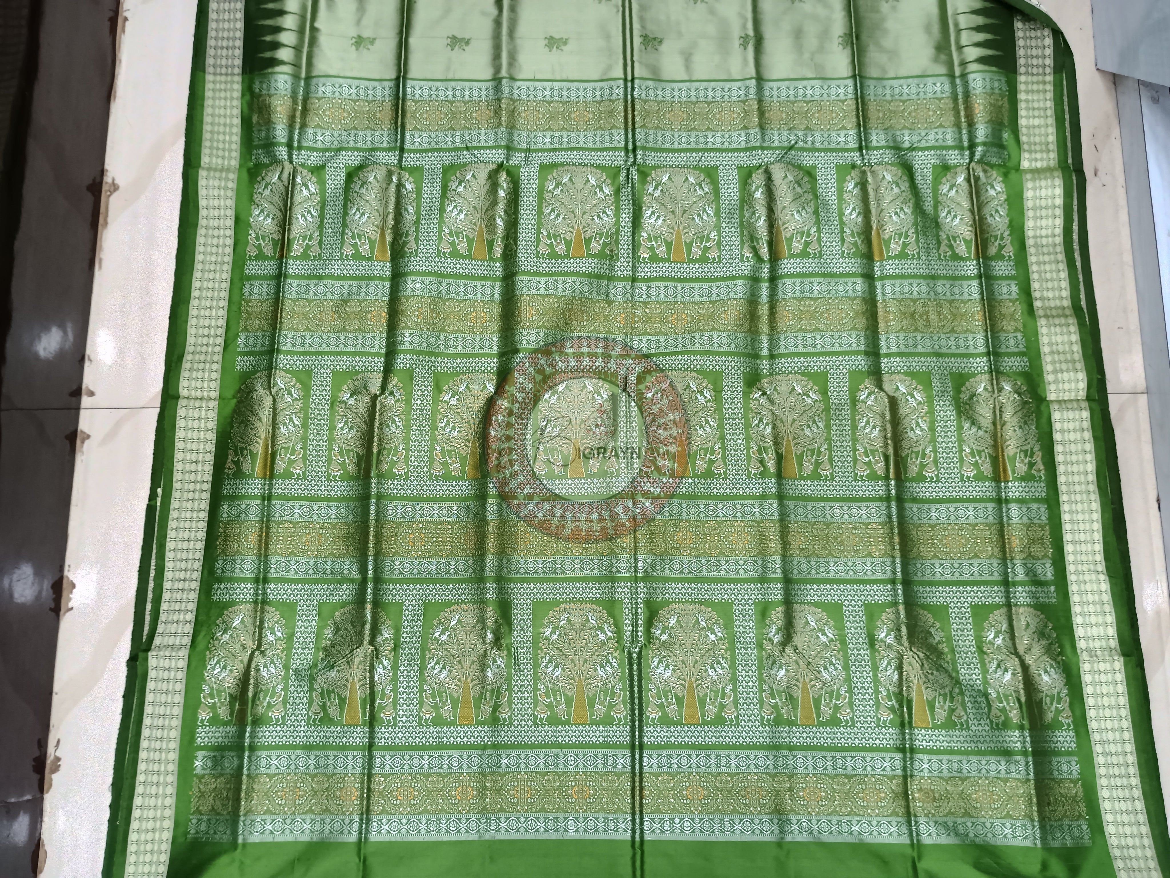 Mehendi Green Tribal Bomkai Silk Saree