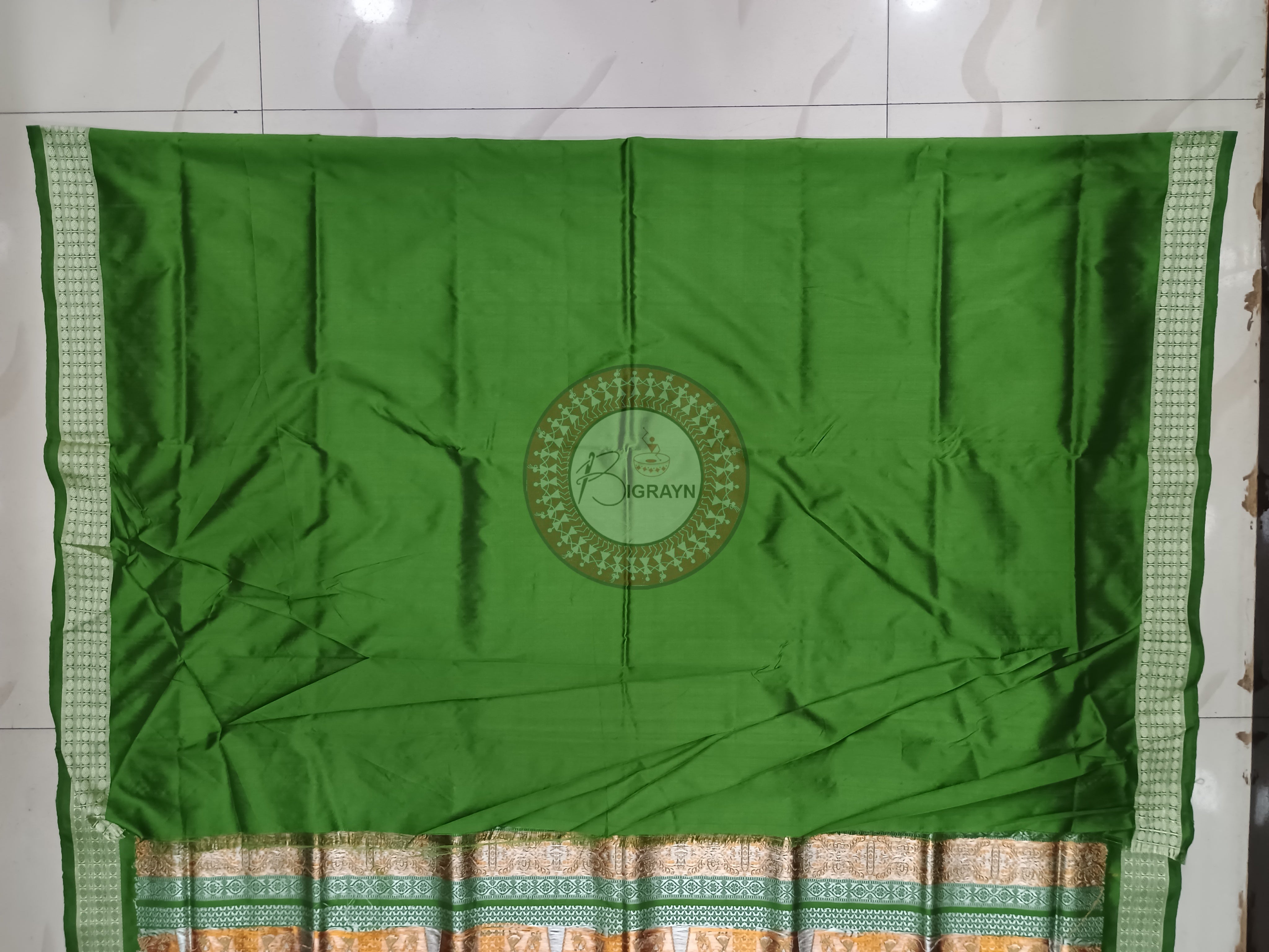 Mehendi Green Tribal Bomkai Silk Saree