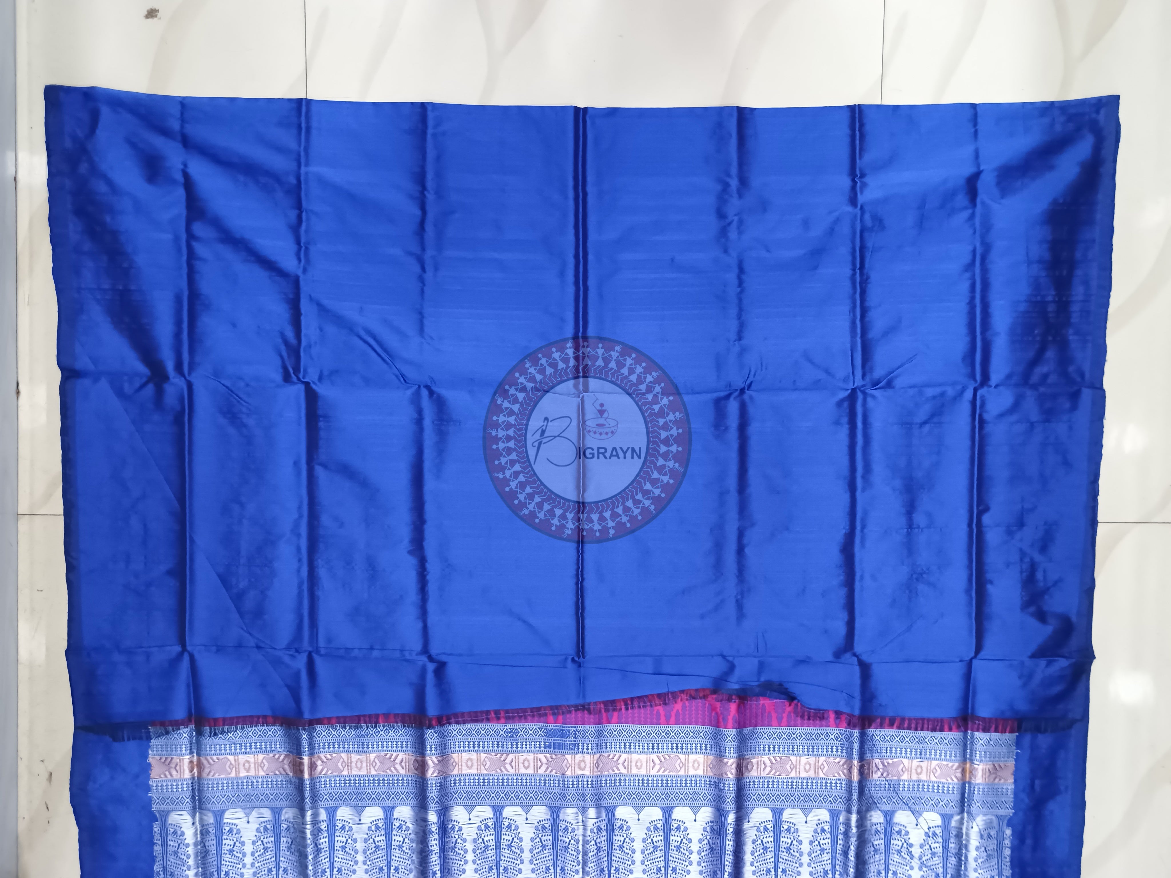 Rust Blue Jhumka Bomkai Silk Saree