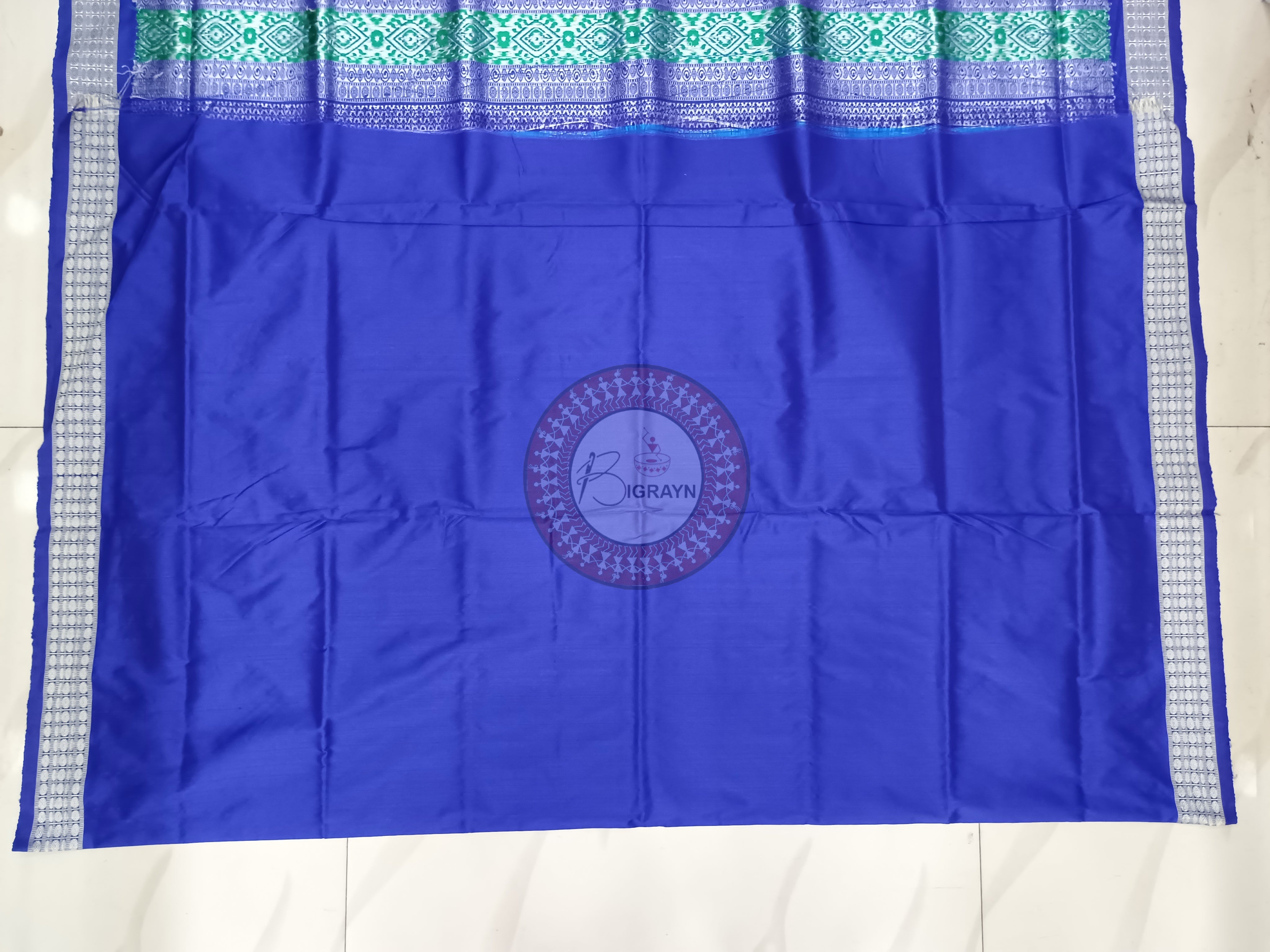 Ink Blue Blue Tribal Bomkai Silk Saree