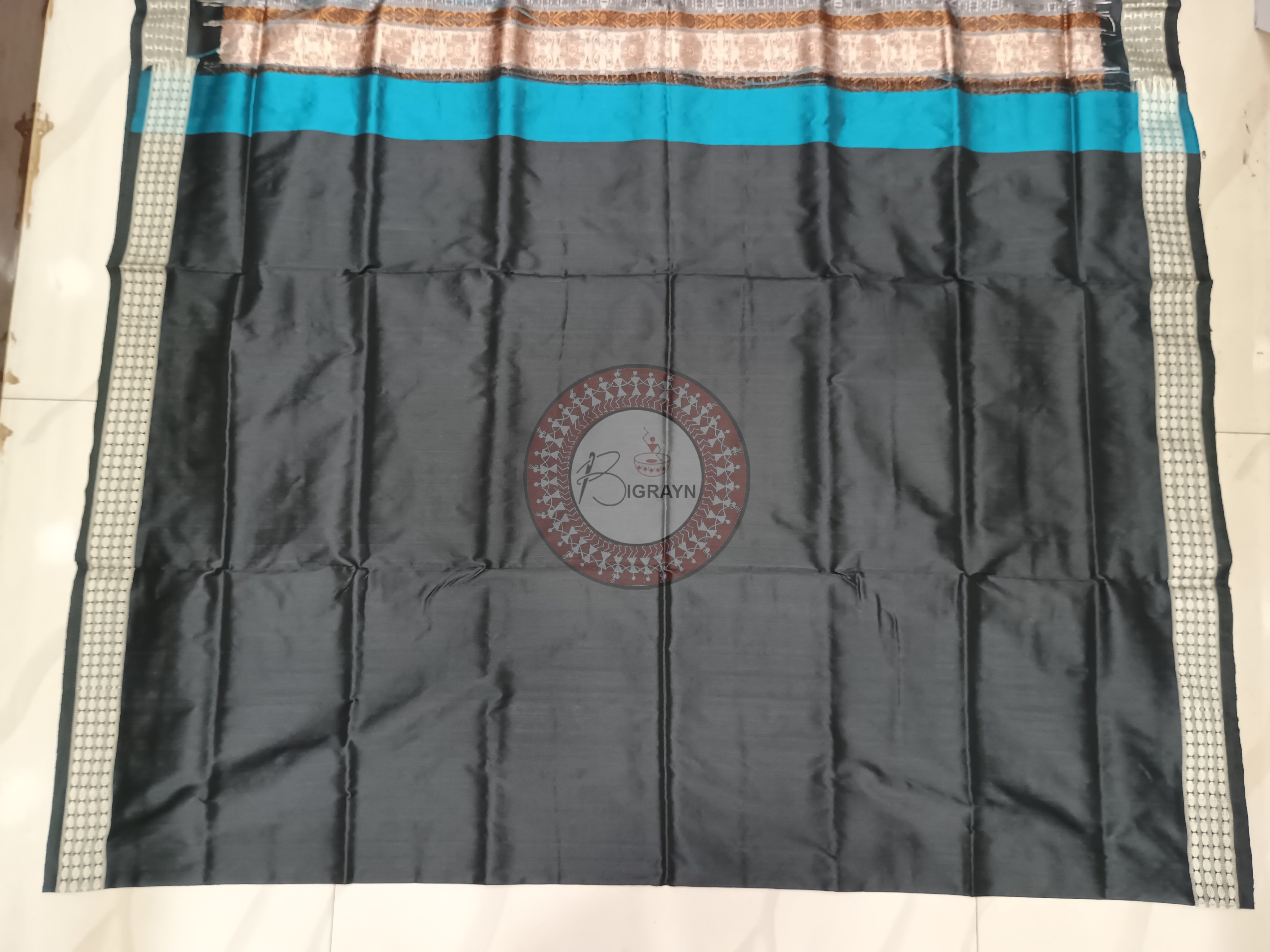 Magenta Black Lion Bomkai Silk Saree