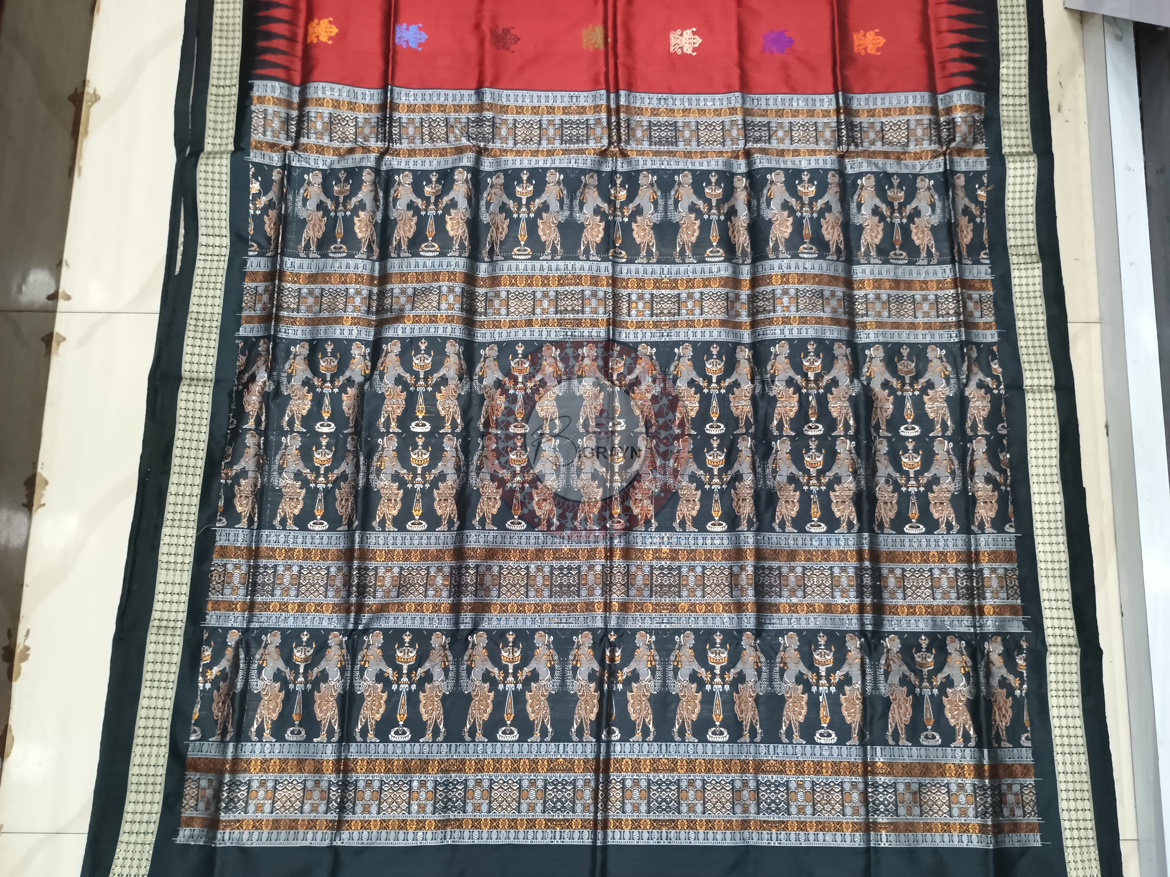 Maroon Black Dipa Bomkai Silk Saree