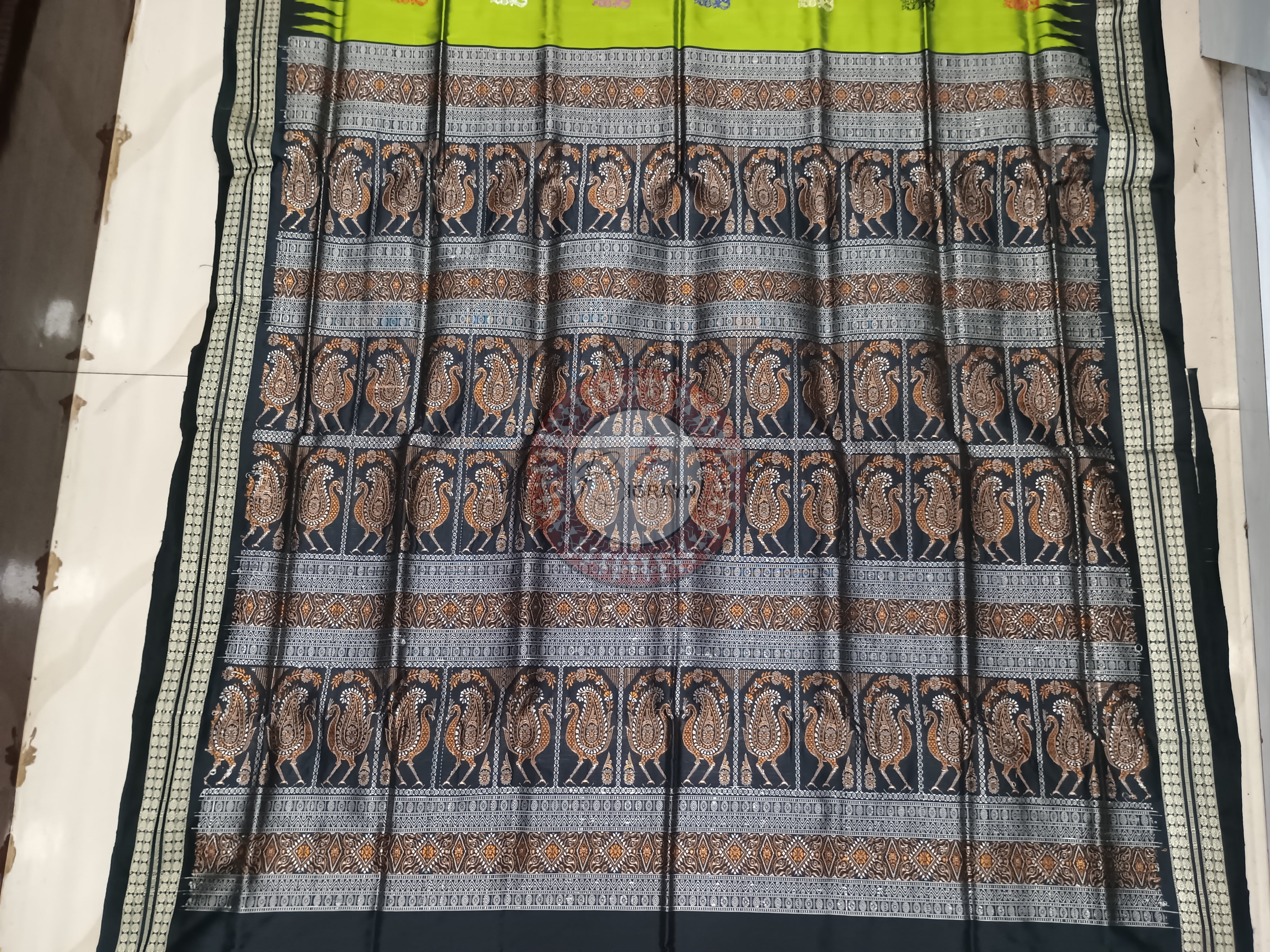 Green Black Tribal Dipa Bomkai Silk Saree