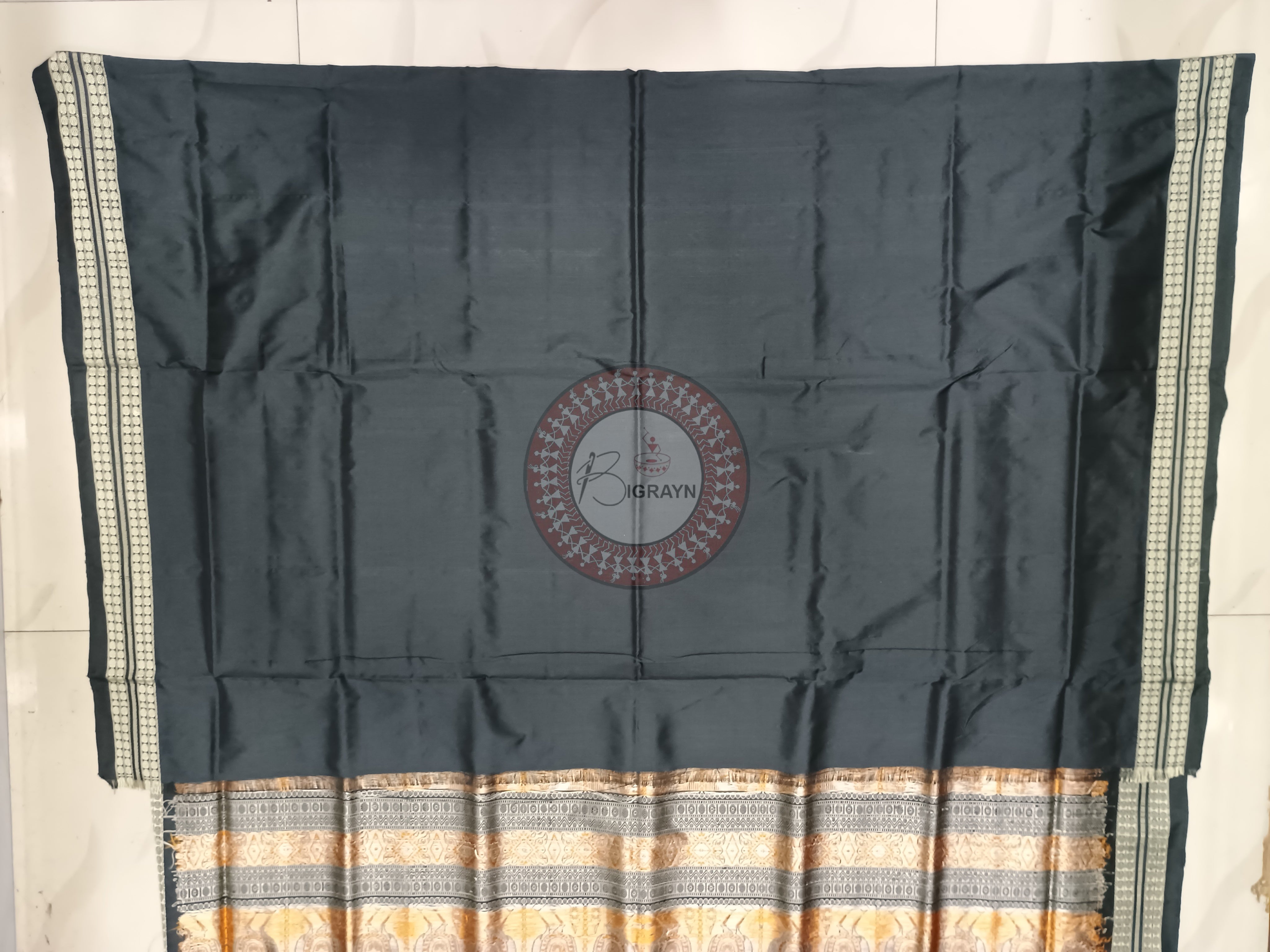 Green Black Tribal Dipa Bomkai Silk Saree