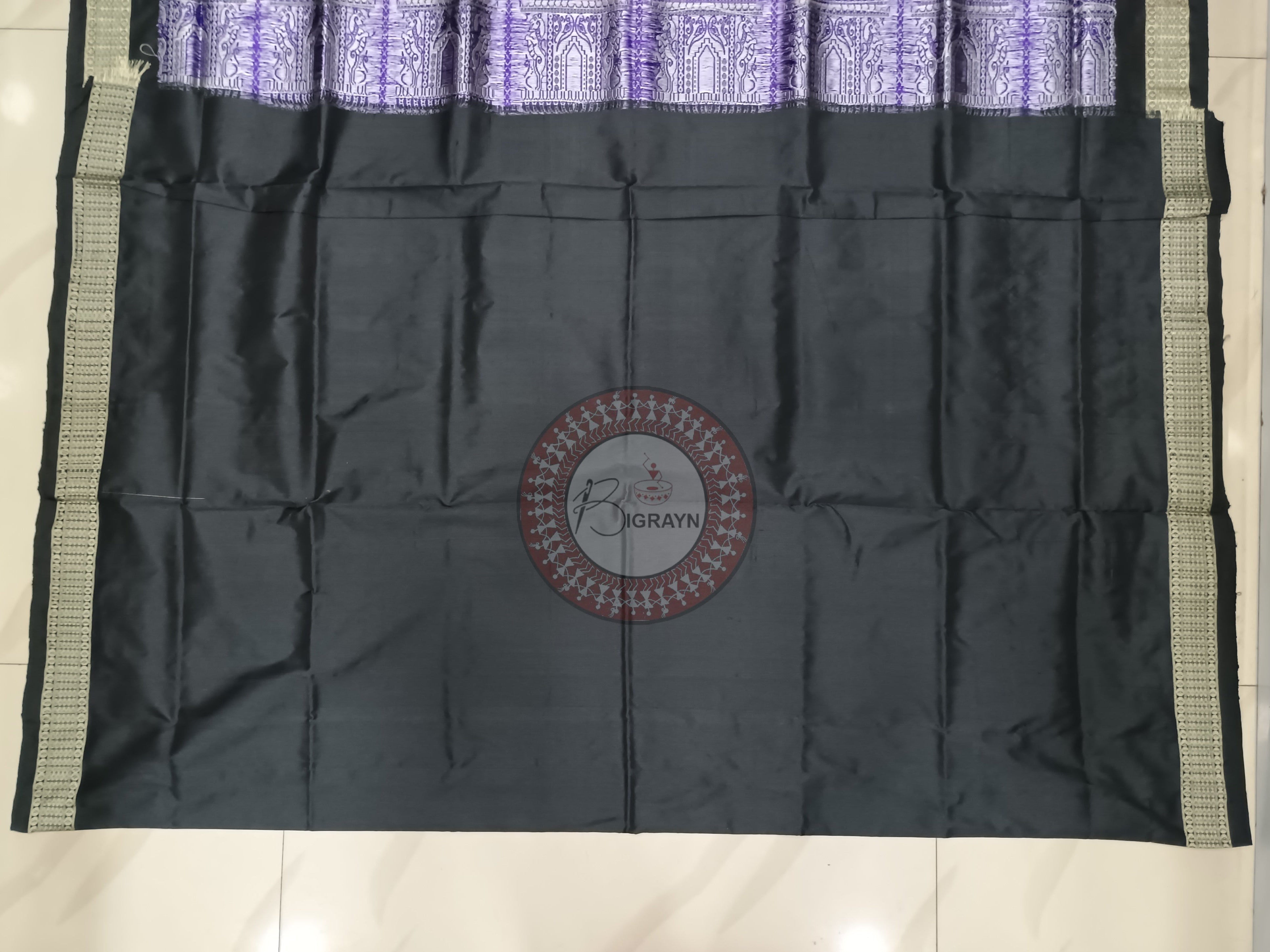 Rust Black Konark Bomkai Silk Saree