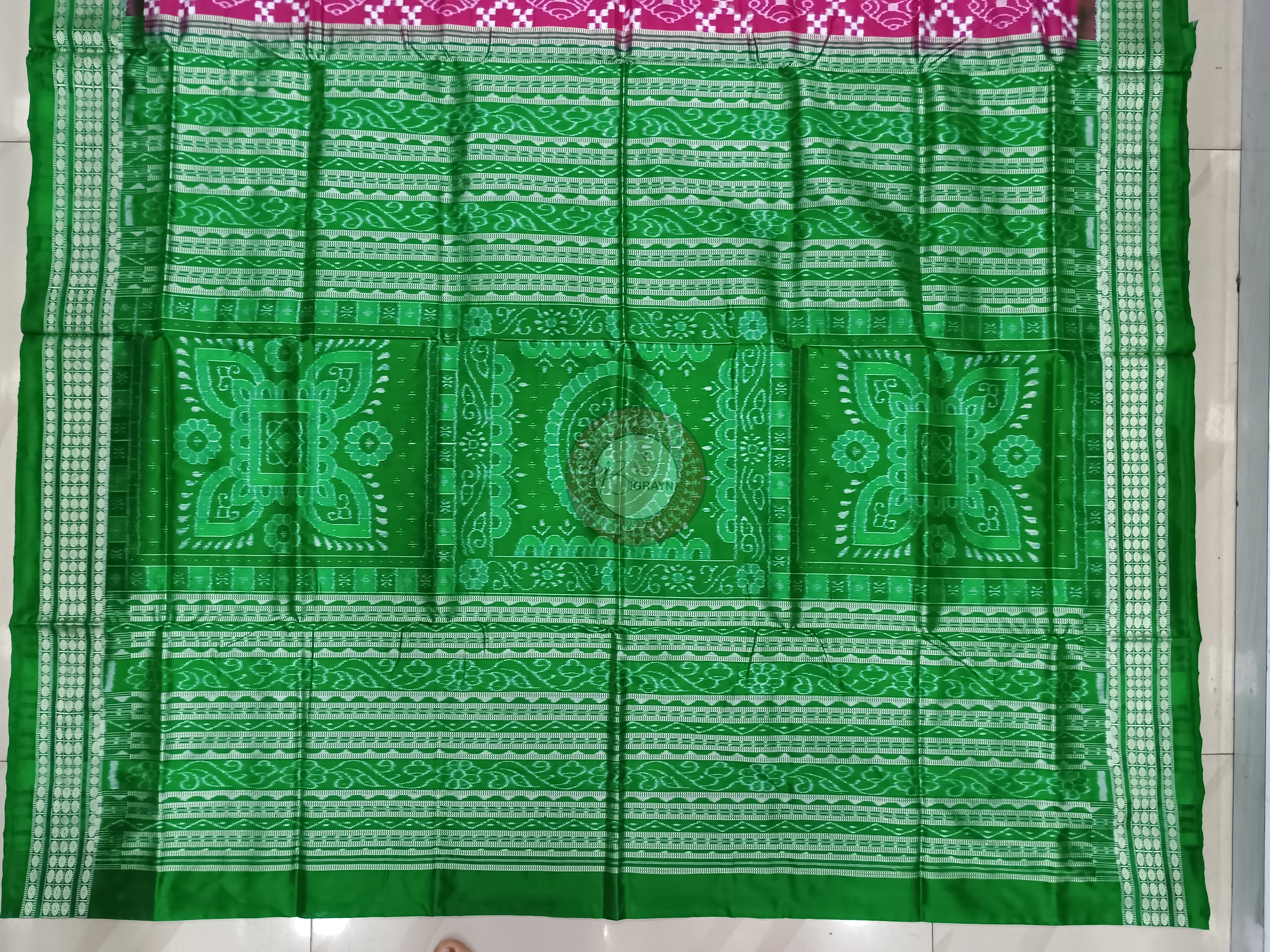 Pink Green Pasapali Tribal Sambalpuri Silk Saree