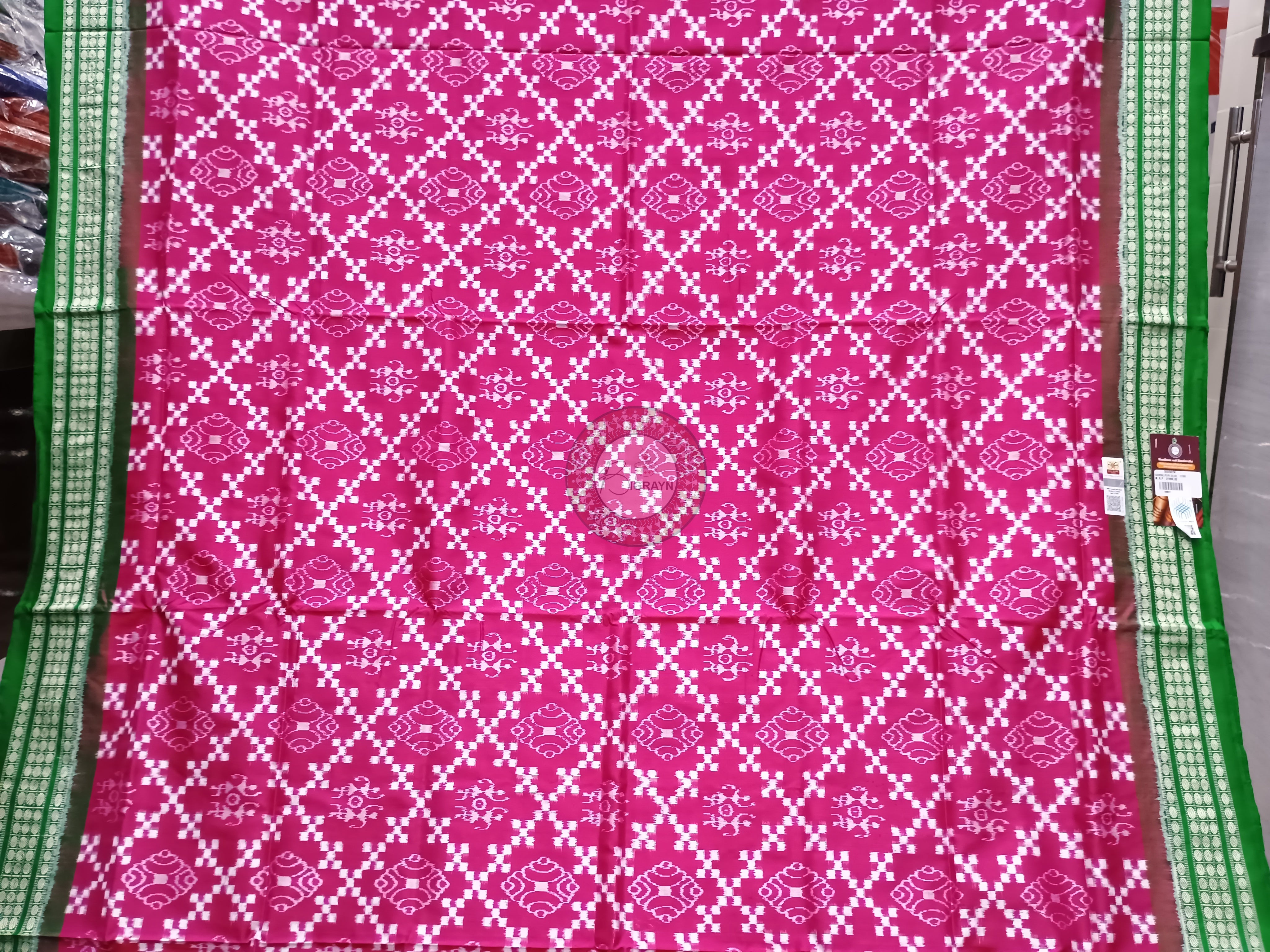 Pink Green Pasapali Tribal Sambalpuri Silk Saree