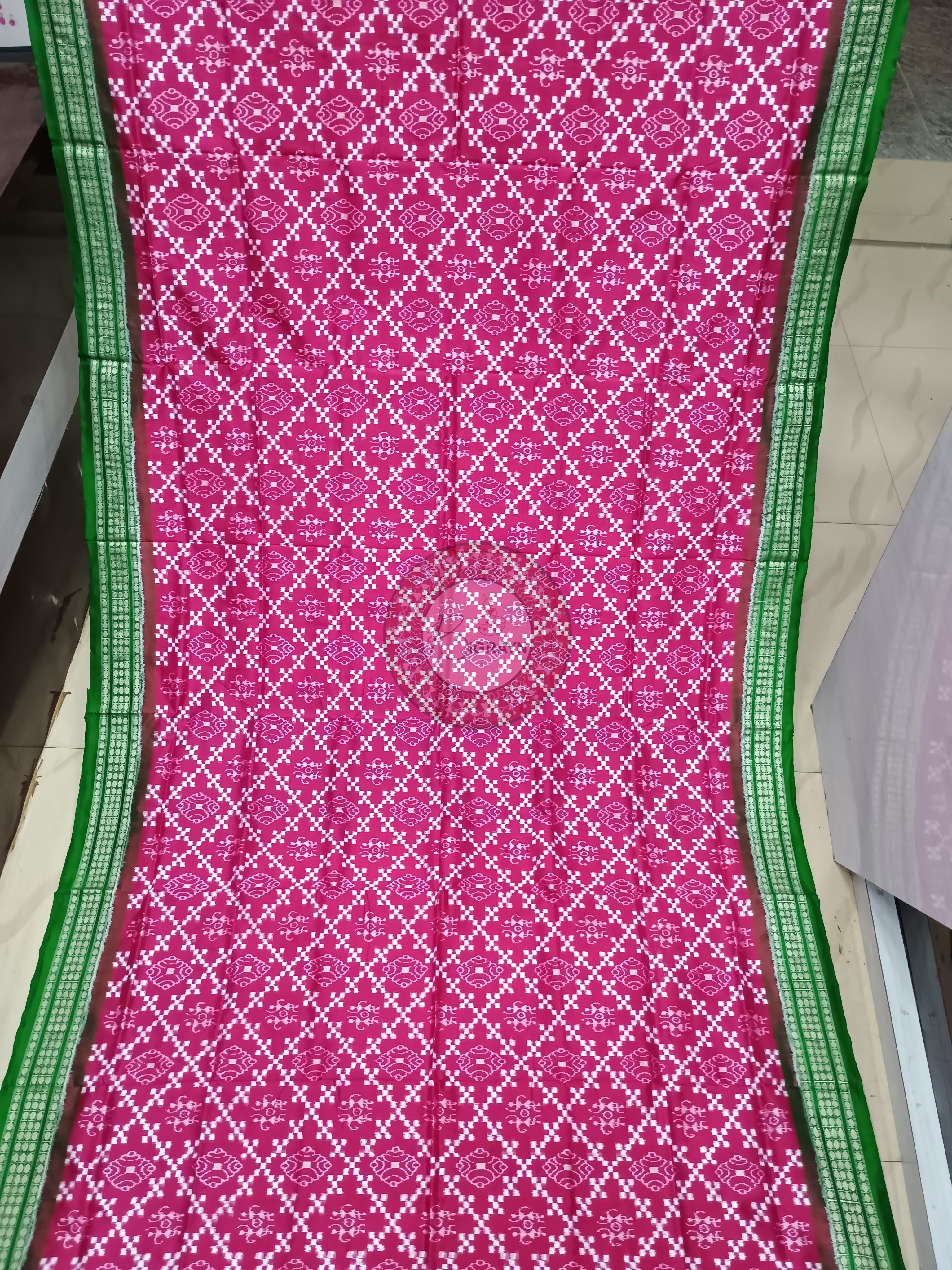 Pink Green Pasapali Tribal Sambalpuri Silk Saree