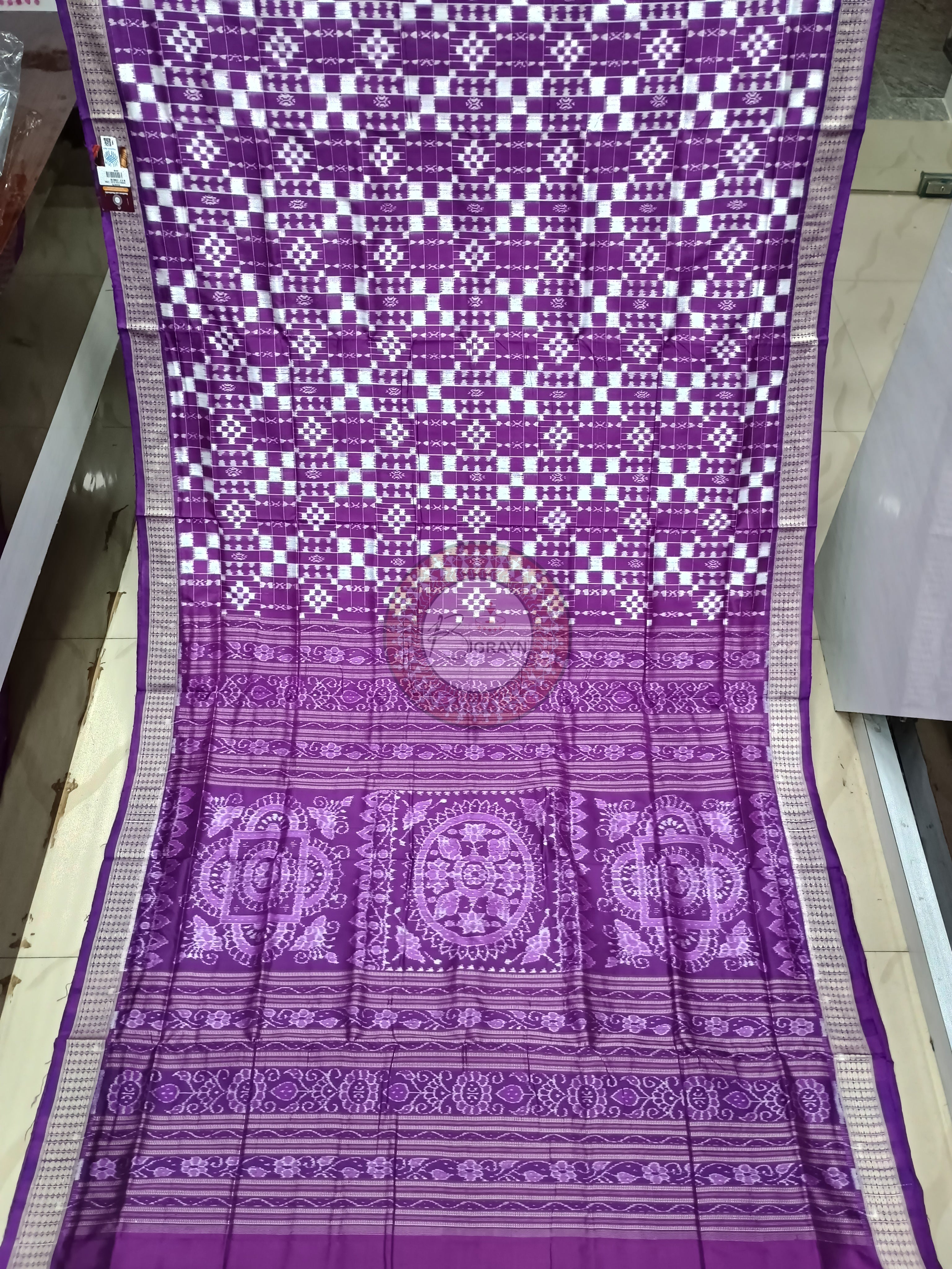 Purple Self Pasapali Design Sambalpuri Silk Saree