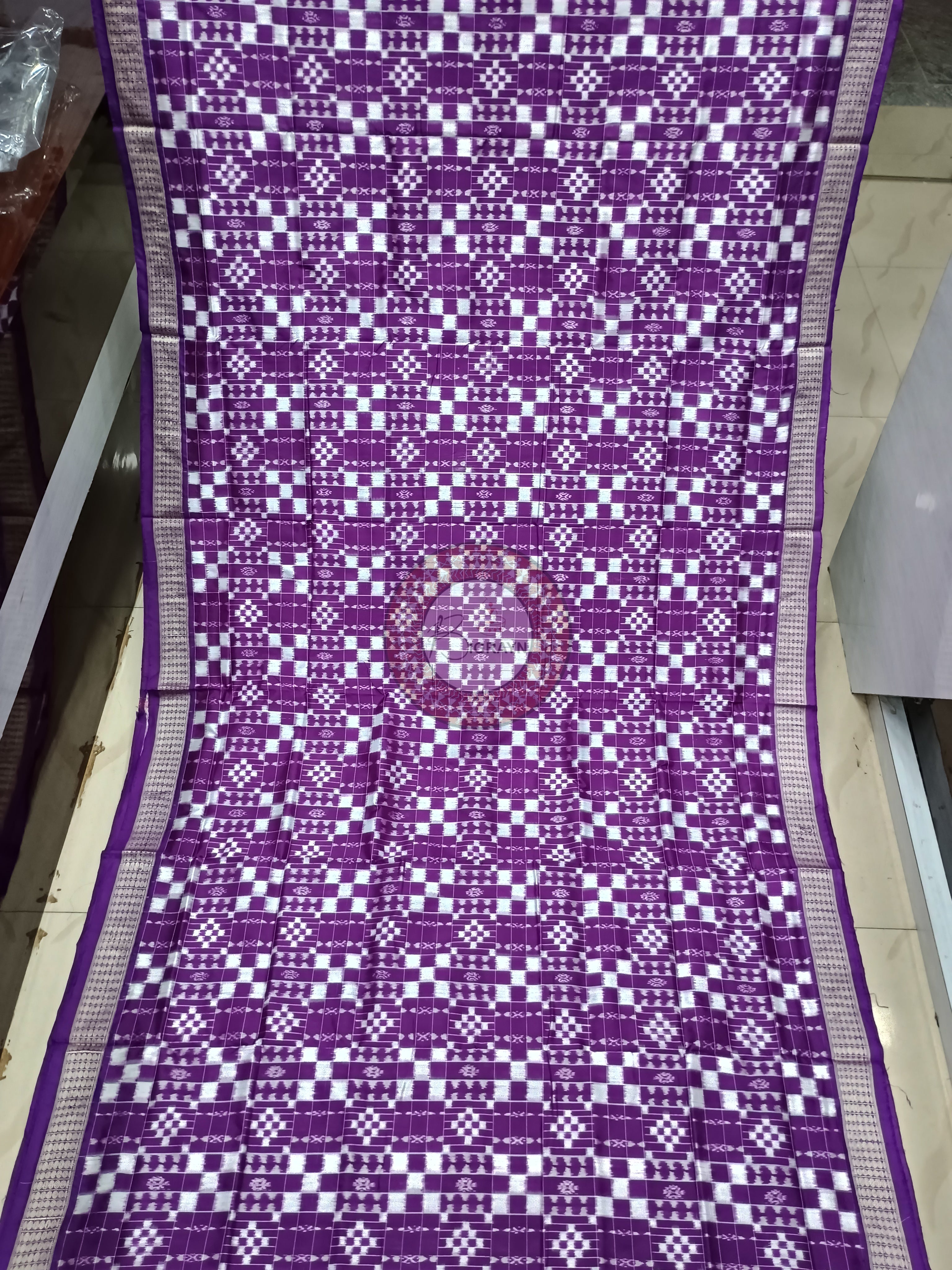Purple Self Pasapali Design Sambalpuri Silk Saree