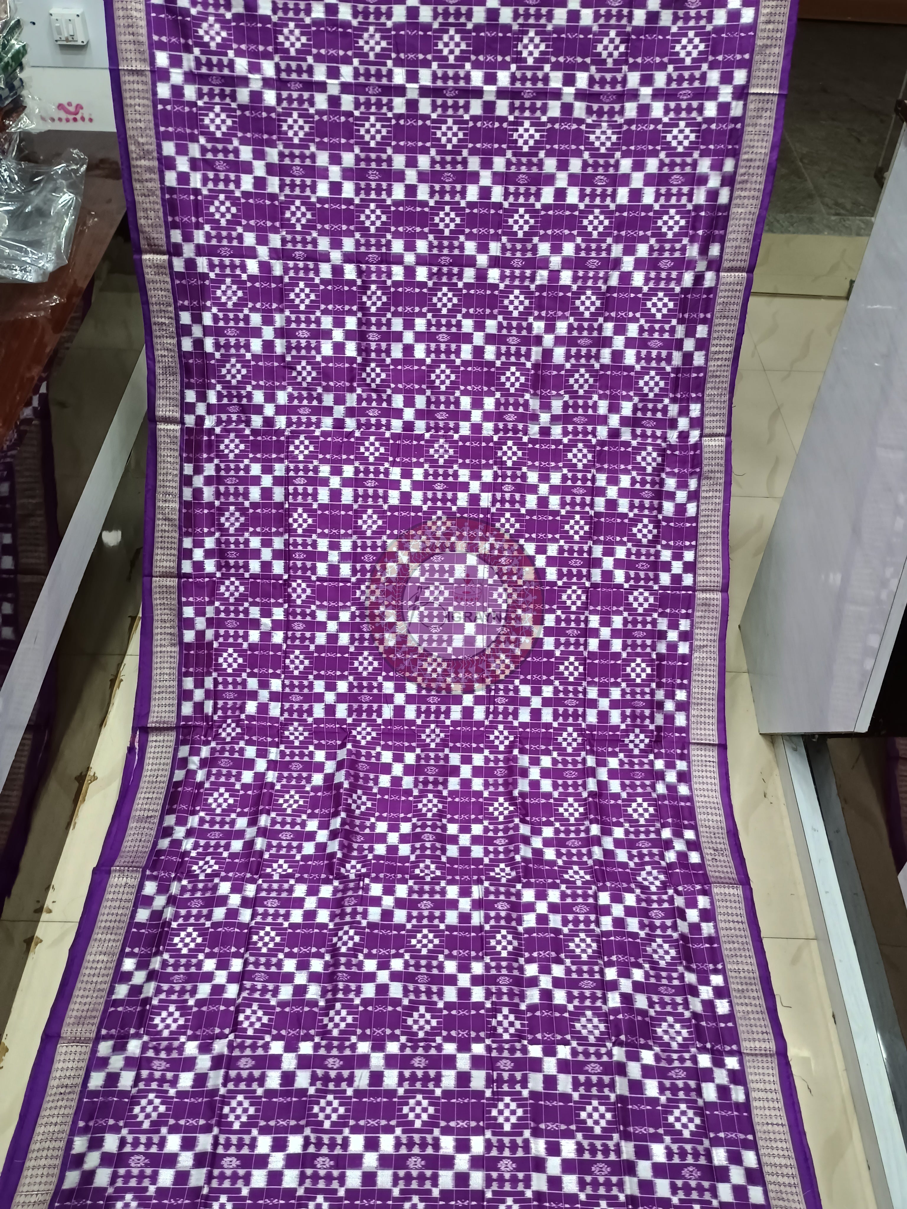 Purple Self Pasapali Design Sambalpuri Silk Saree