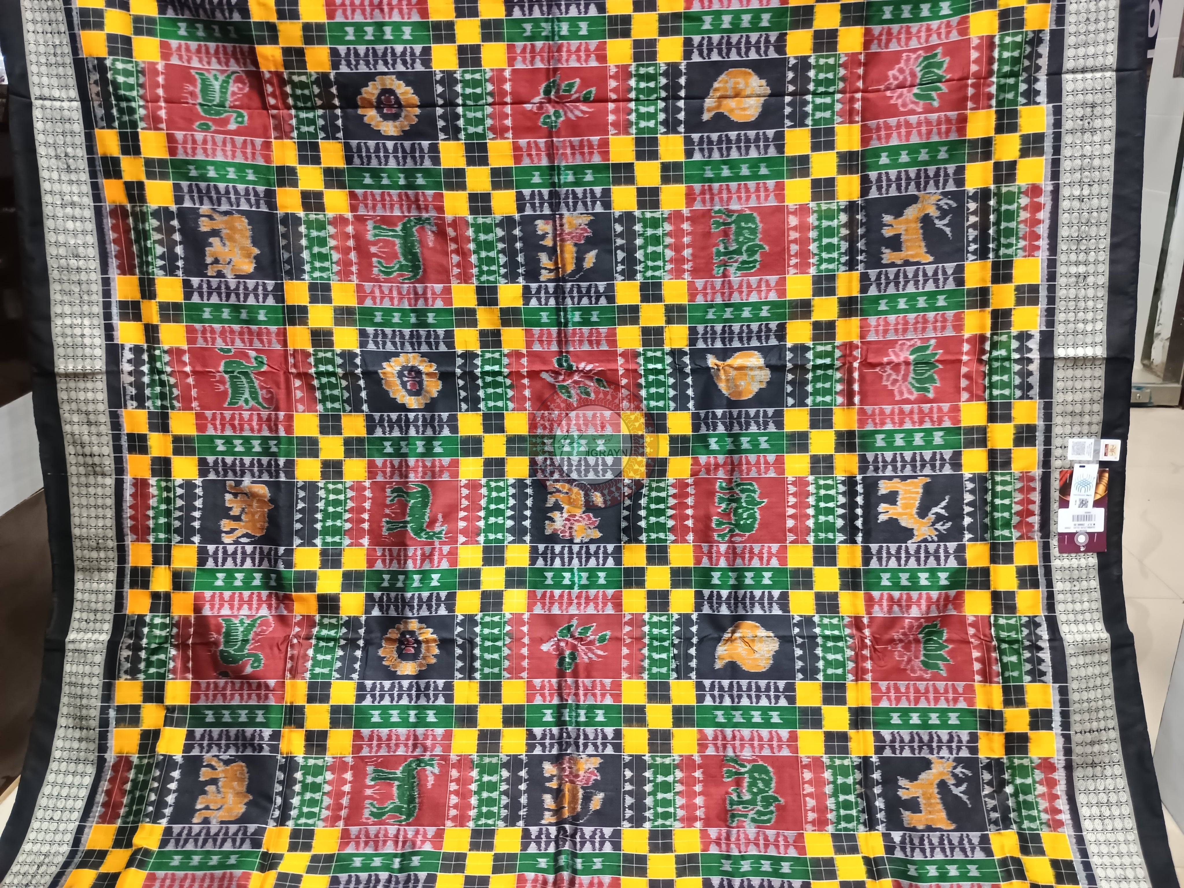 Multi Black Utkal Laxmi Sambalpuri Silk Saree