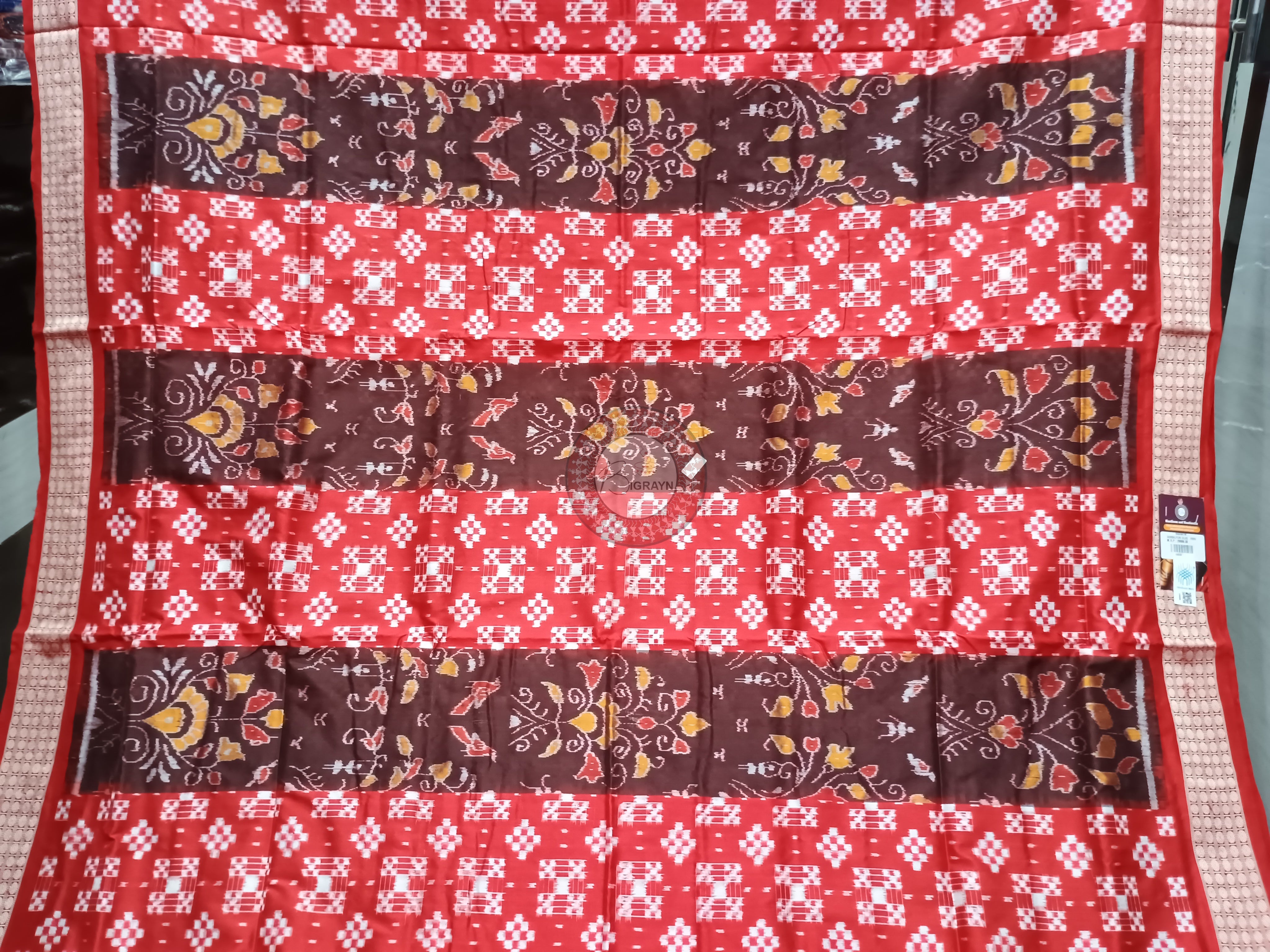 Red Maroon Pasapali Tribal Sambalpuri Silk Saree