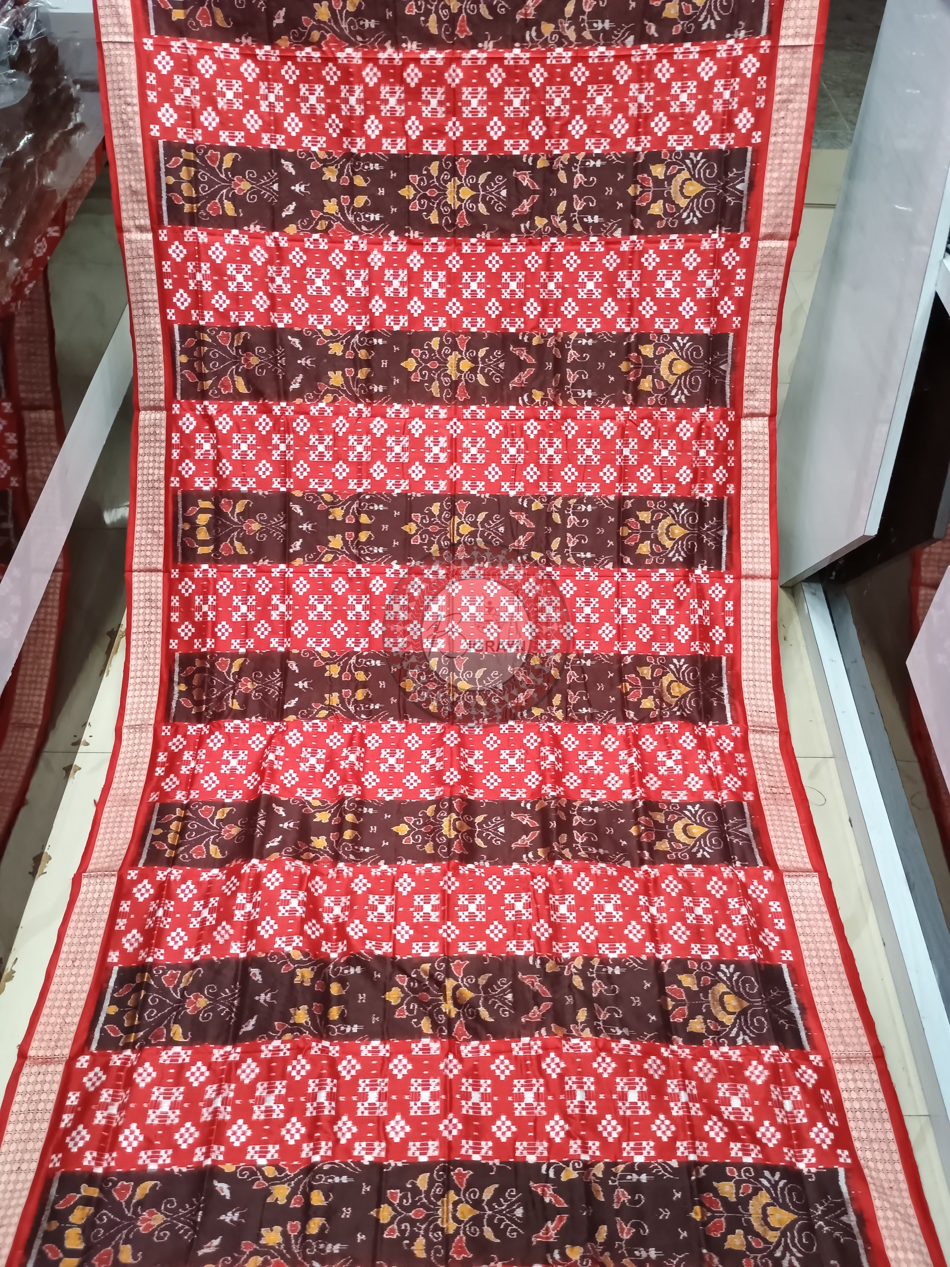Red Maroon Pasapali Tribal Sambalpuri Silk Saree