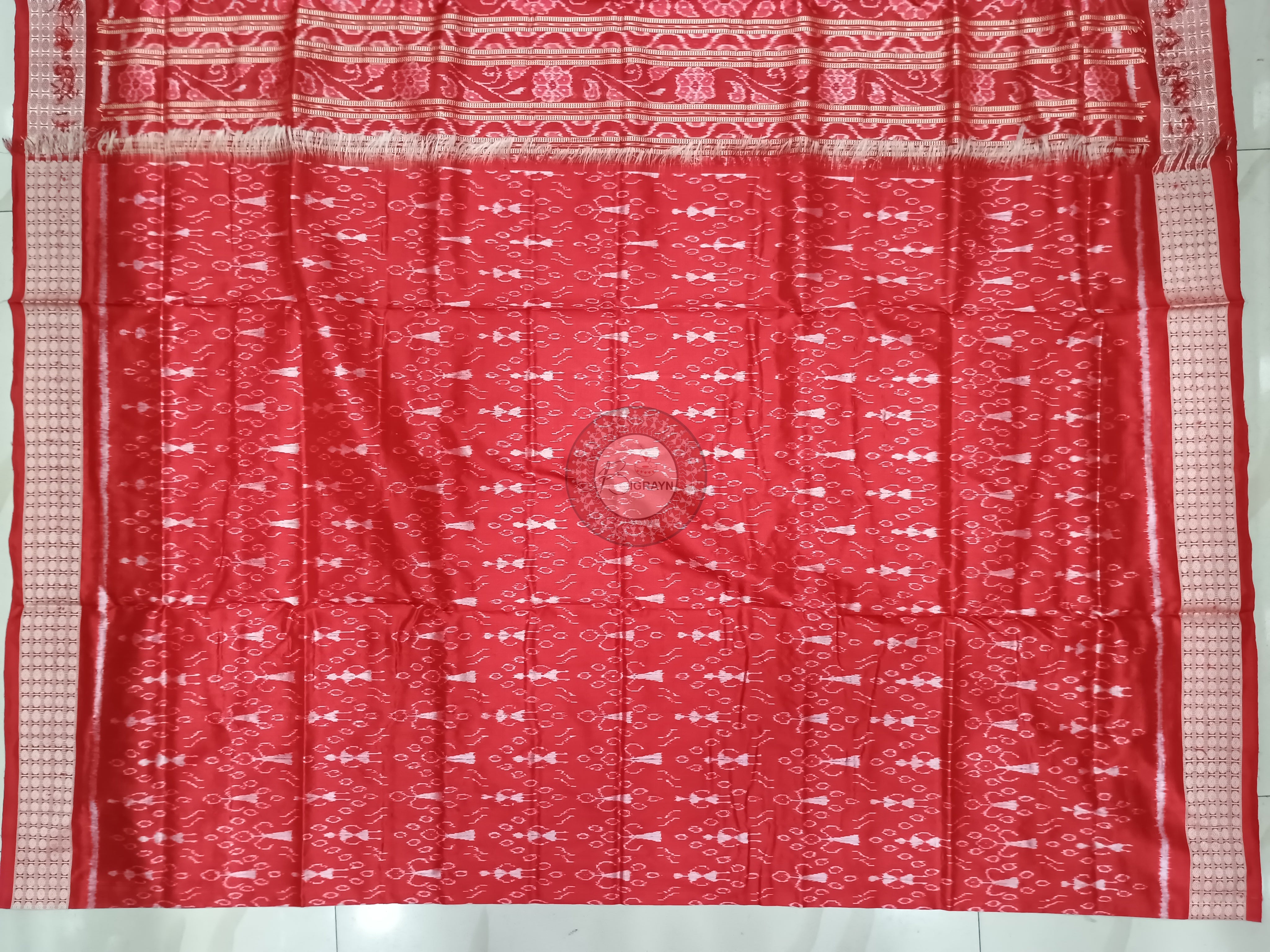 Red Maroon Pasapali Tribal Sambalpuri Silk Saree