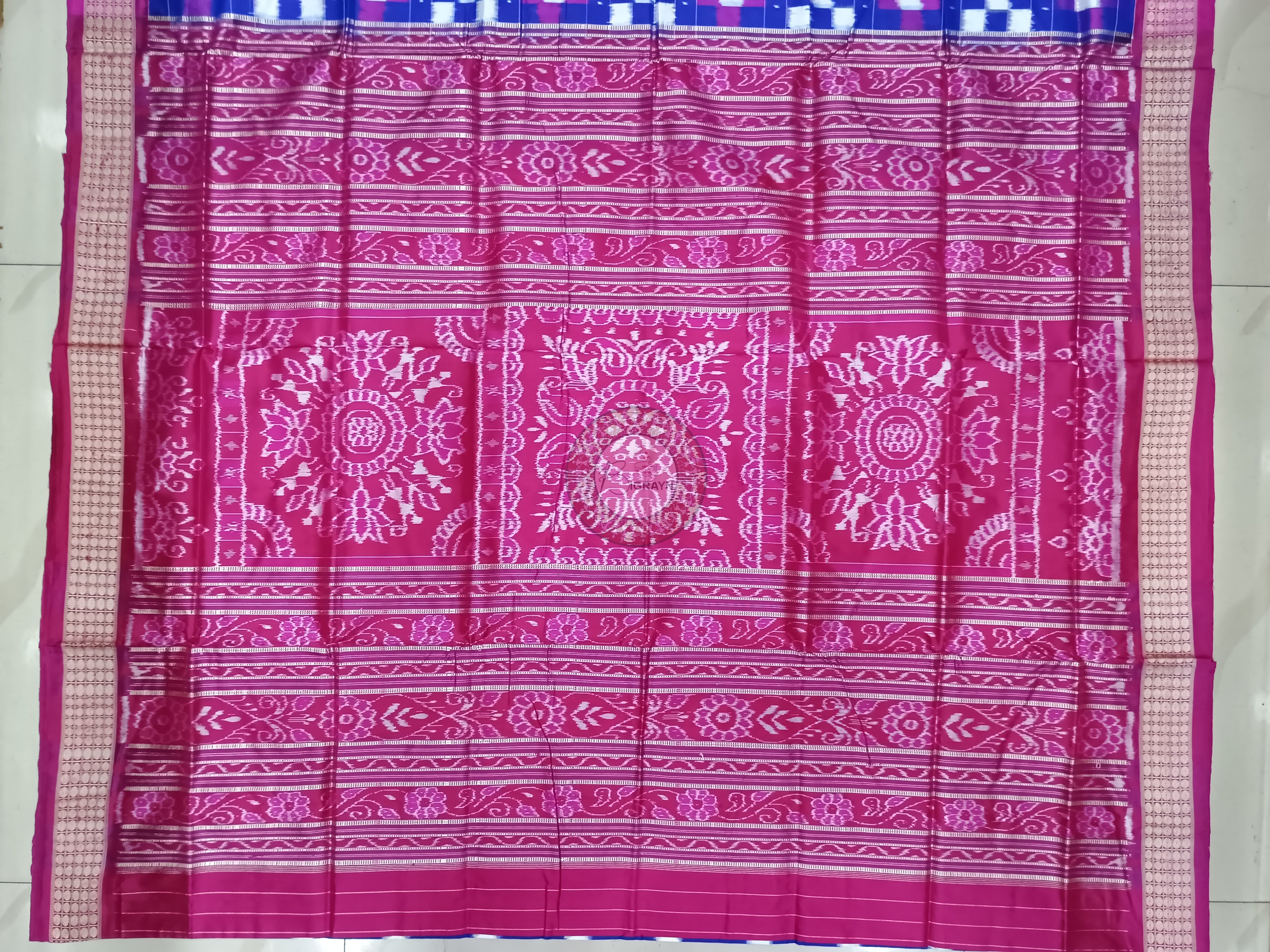 Blue Pink Pasapali Sambalpuri Silk Saree