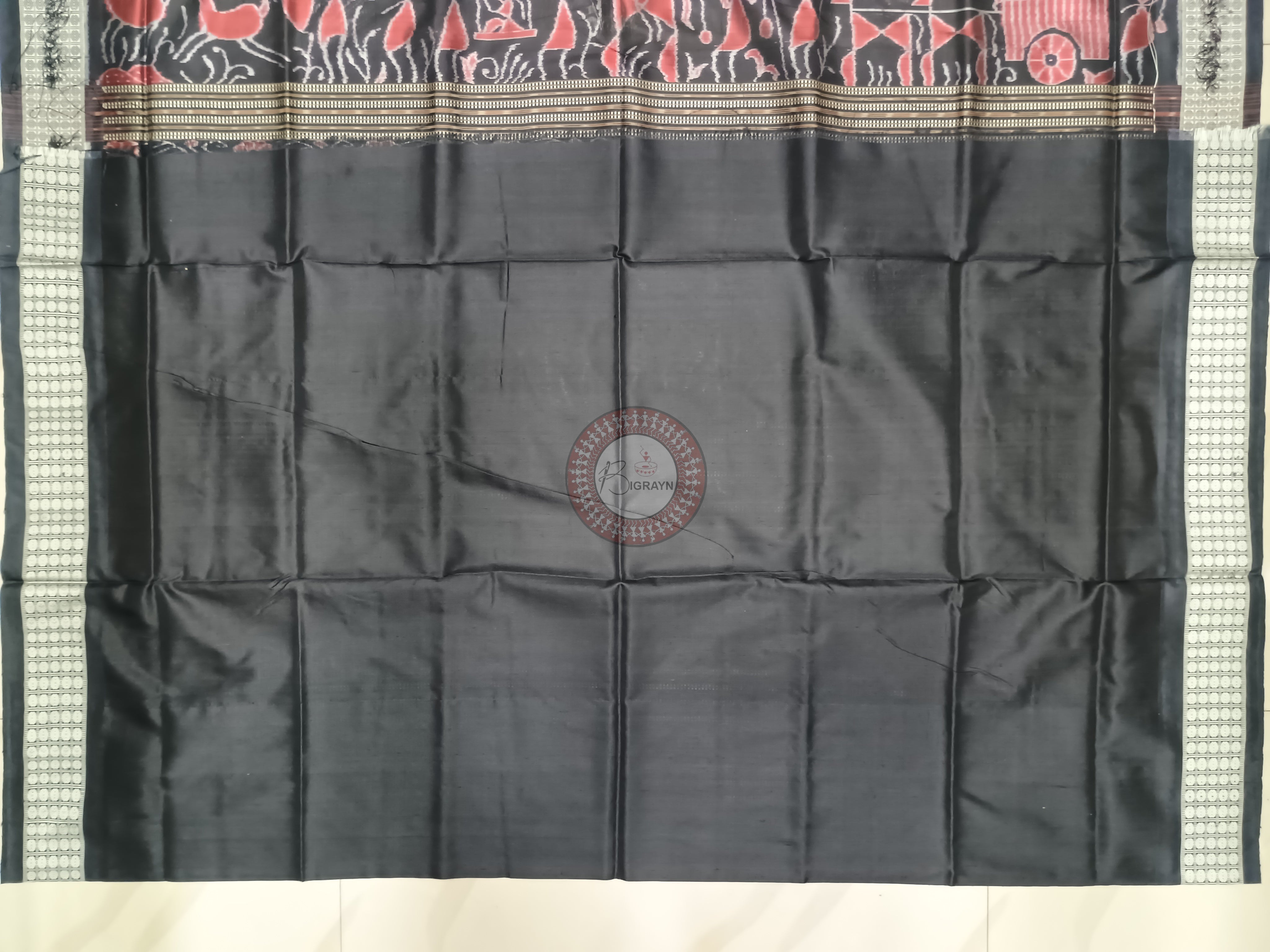 Pink Black Pasapali Sambalpuri Silk Saree