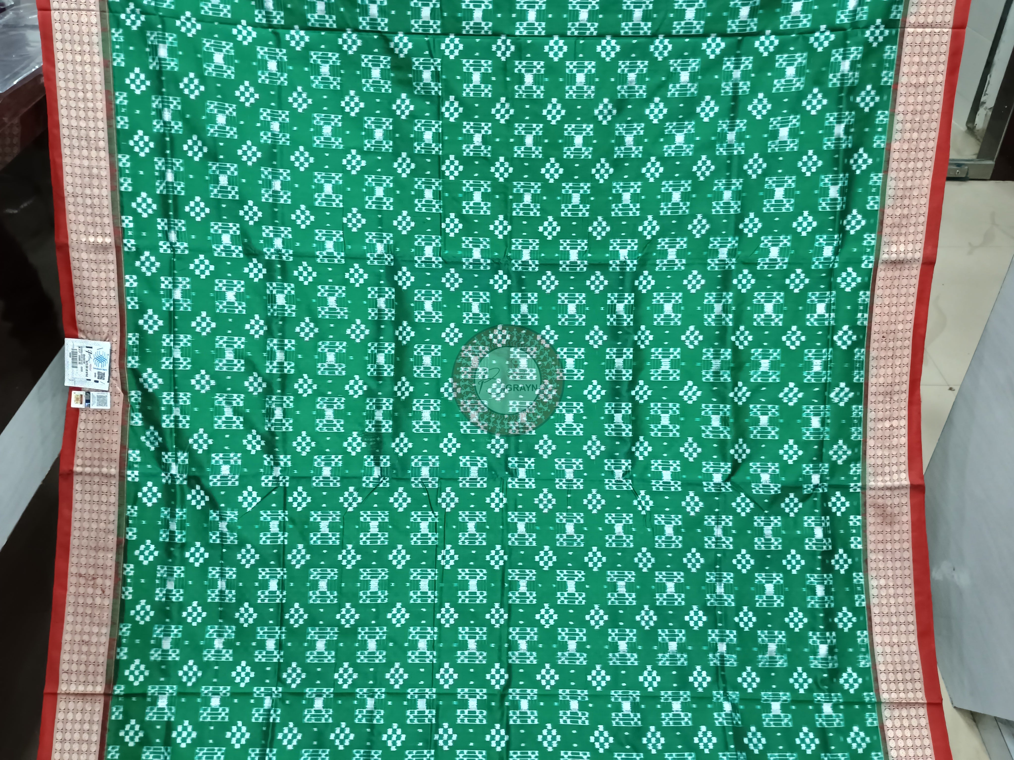 Green Red Min Pasapali Sambalpuri Silk Saree