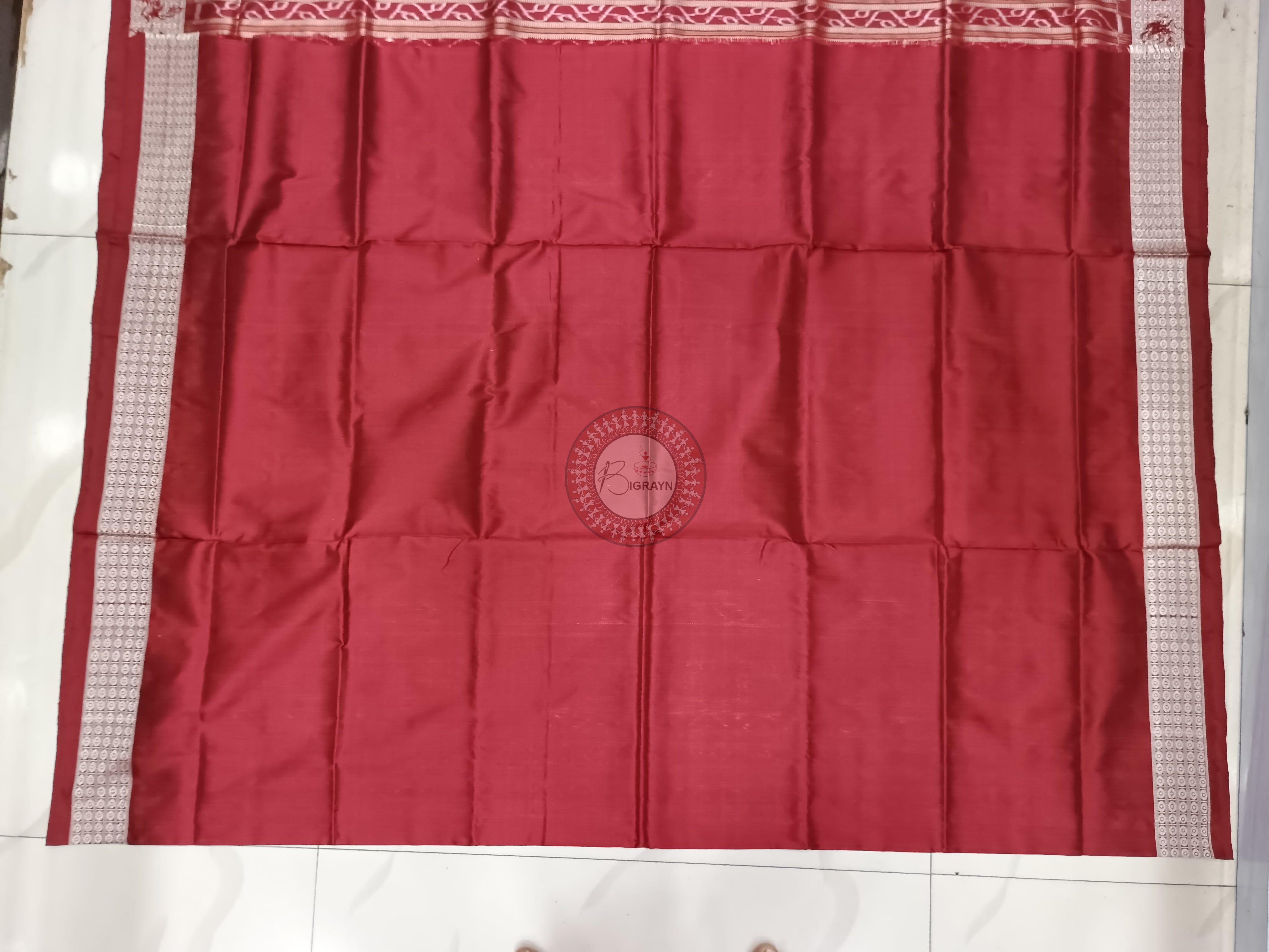 Green Maroon Flower Pasapali Sambalpuri Silk Saree