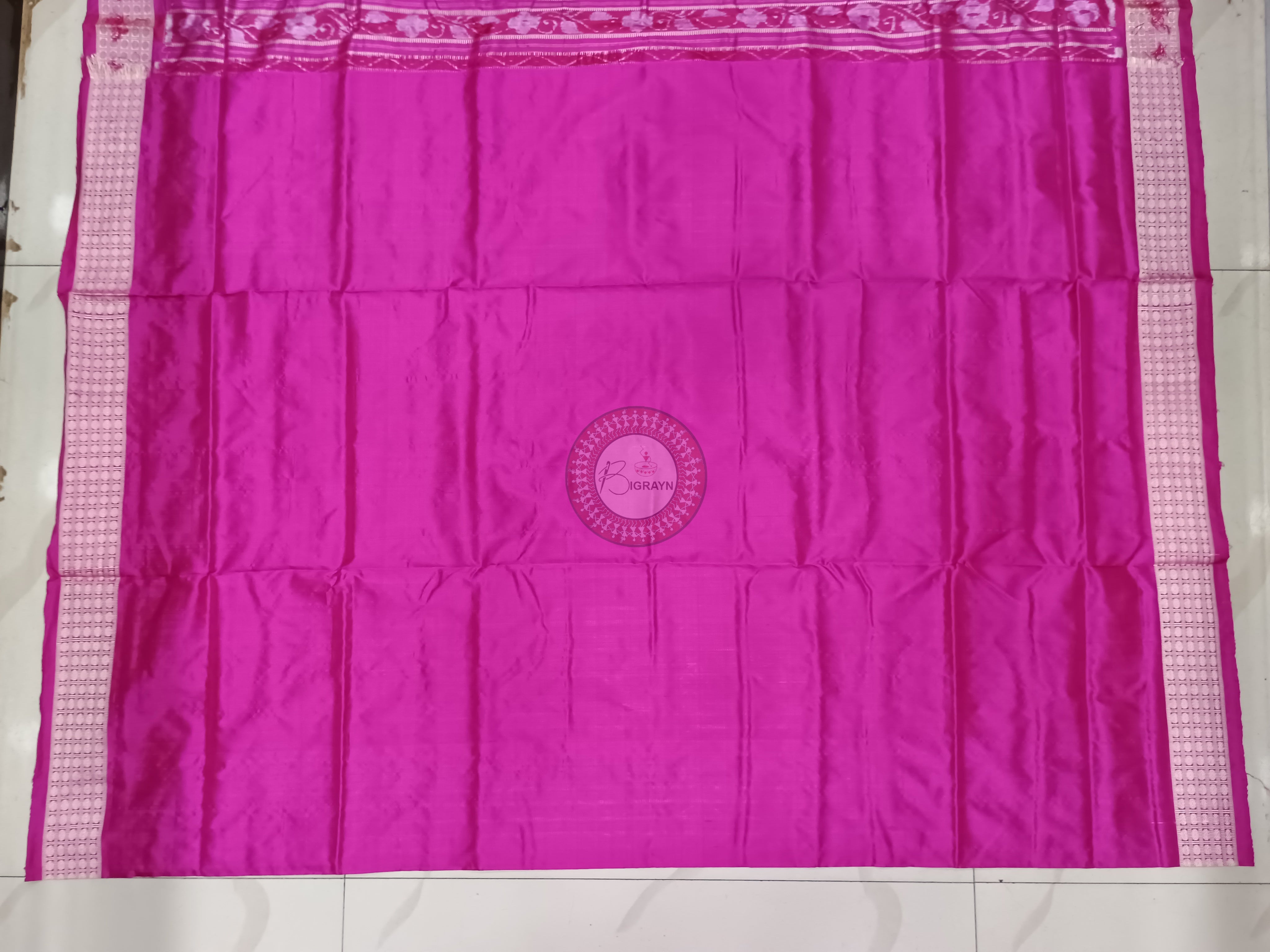 Blue Magenta Flower Pasapali Sambalpuri Silk Saree