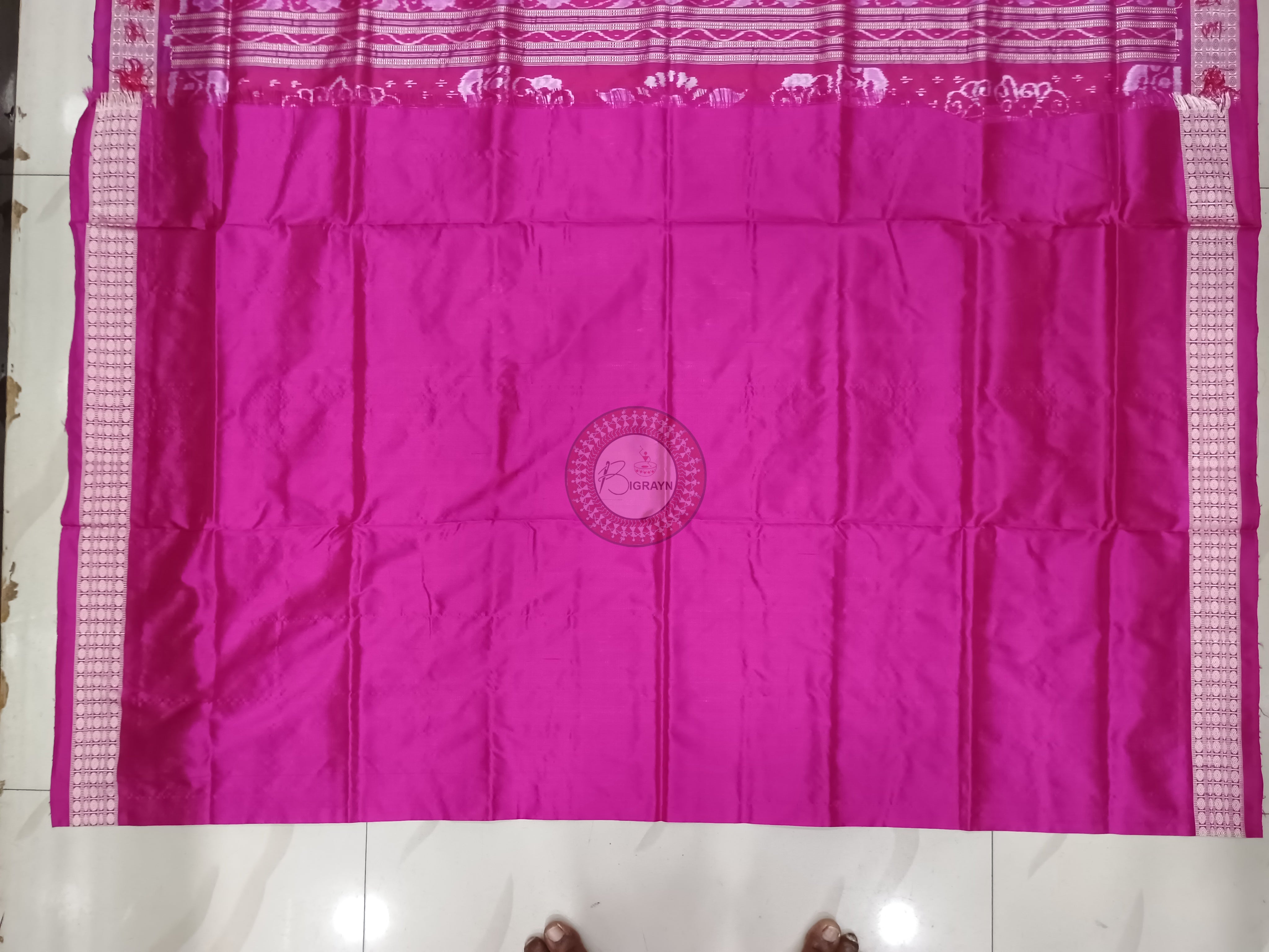 Blue Magenta Fish Pasapali Sambalpuri Silk Saree
