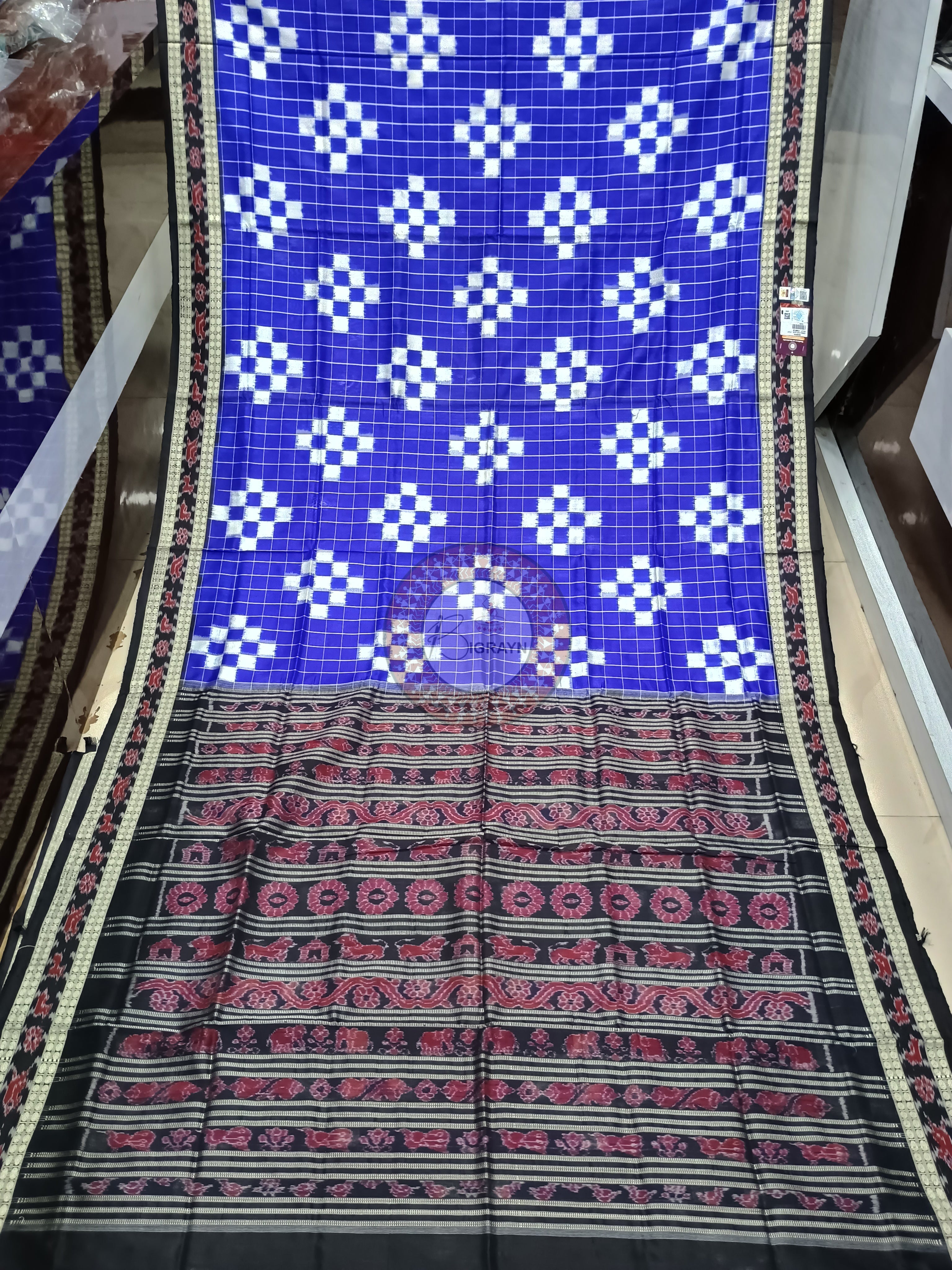 Bule Black Pasapali Sambalpuri Silk Saree