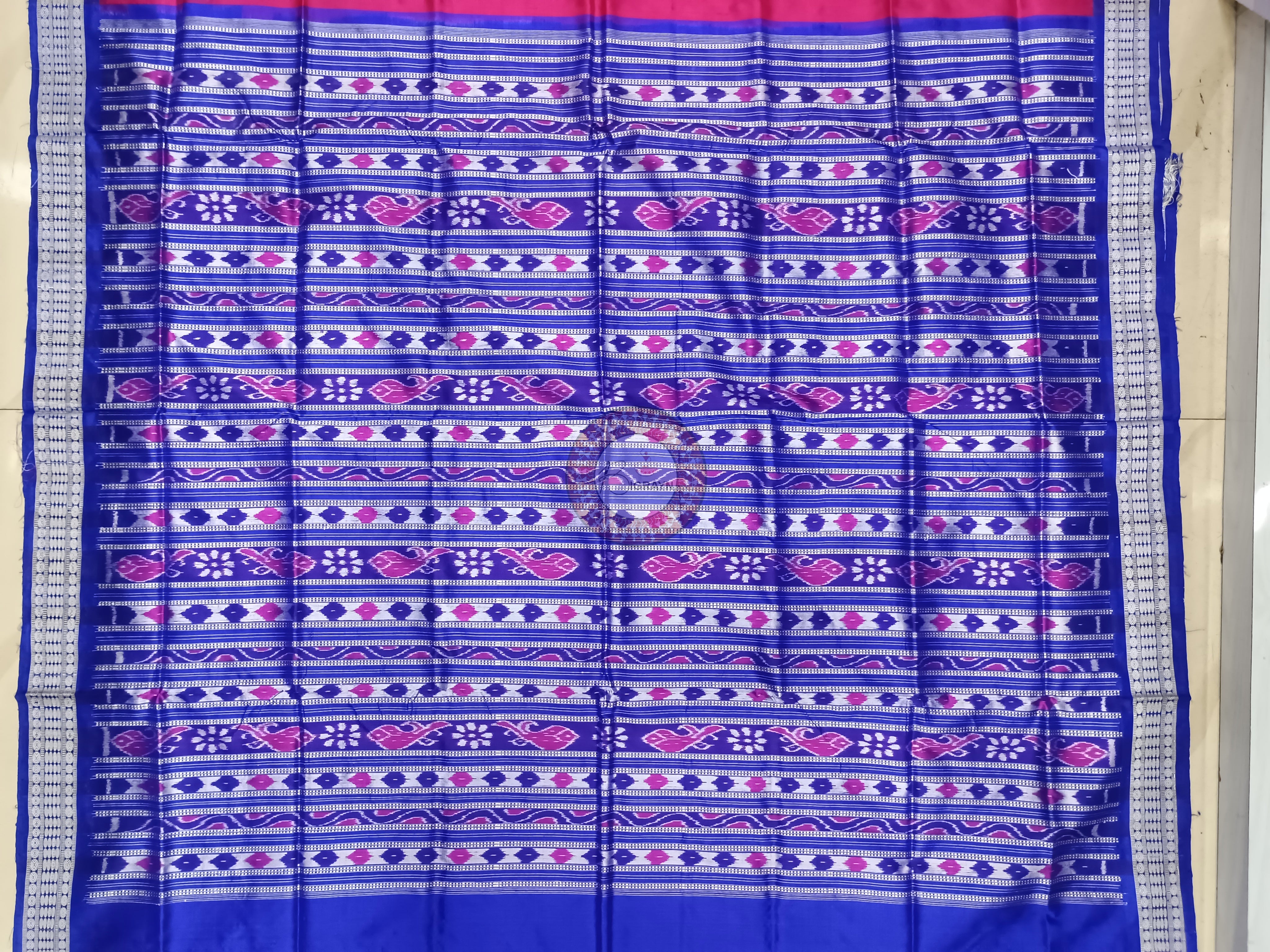 Magenta Blue Pasapali Sambalpuri Silk Saree