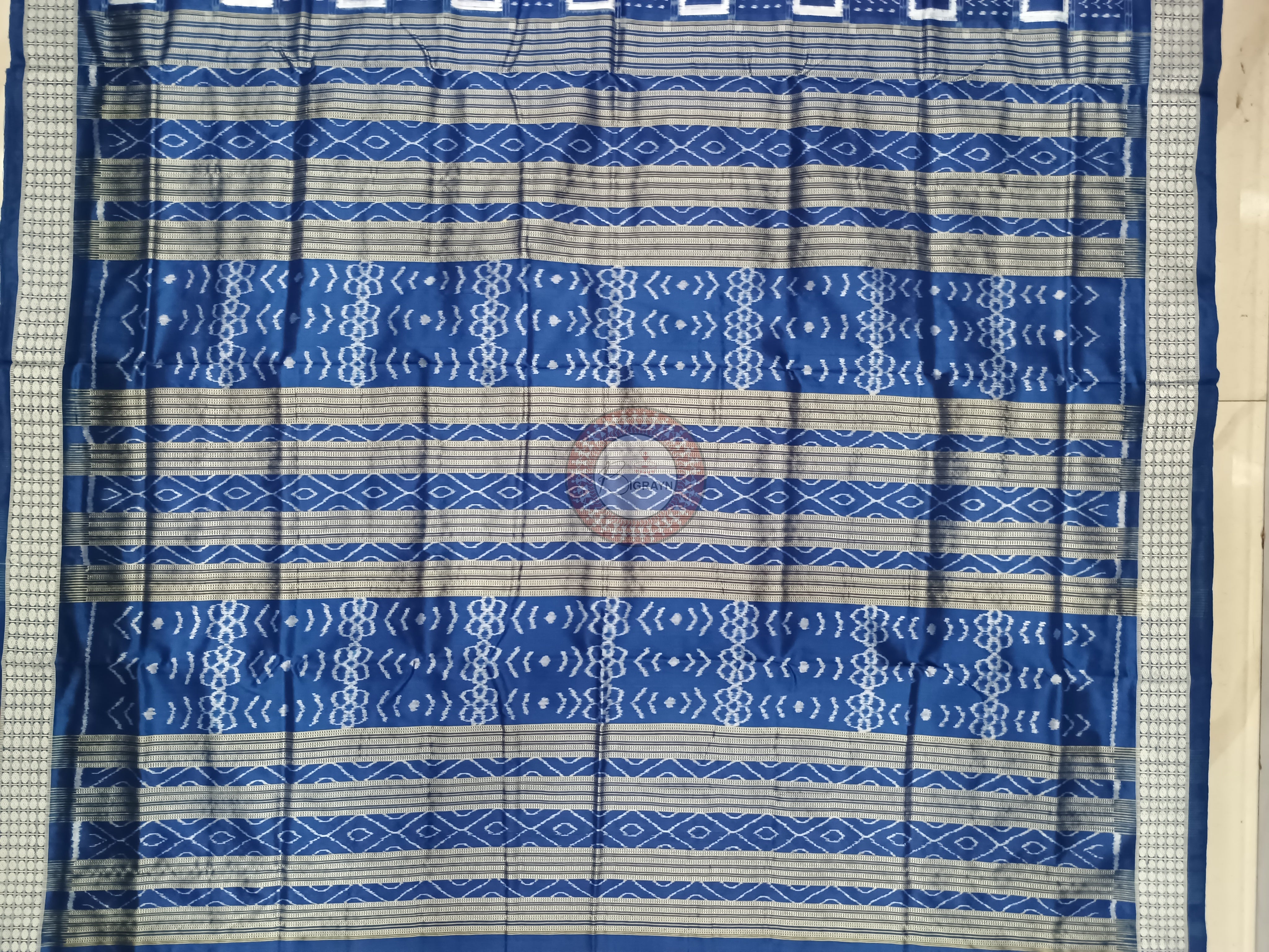 Indigo Blue Self Pasapali Sambalpuri Silk Saree