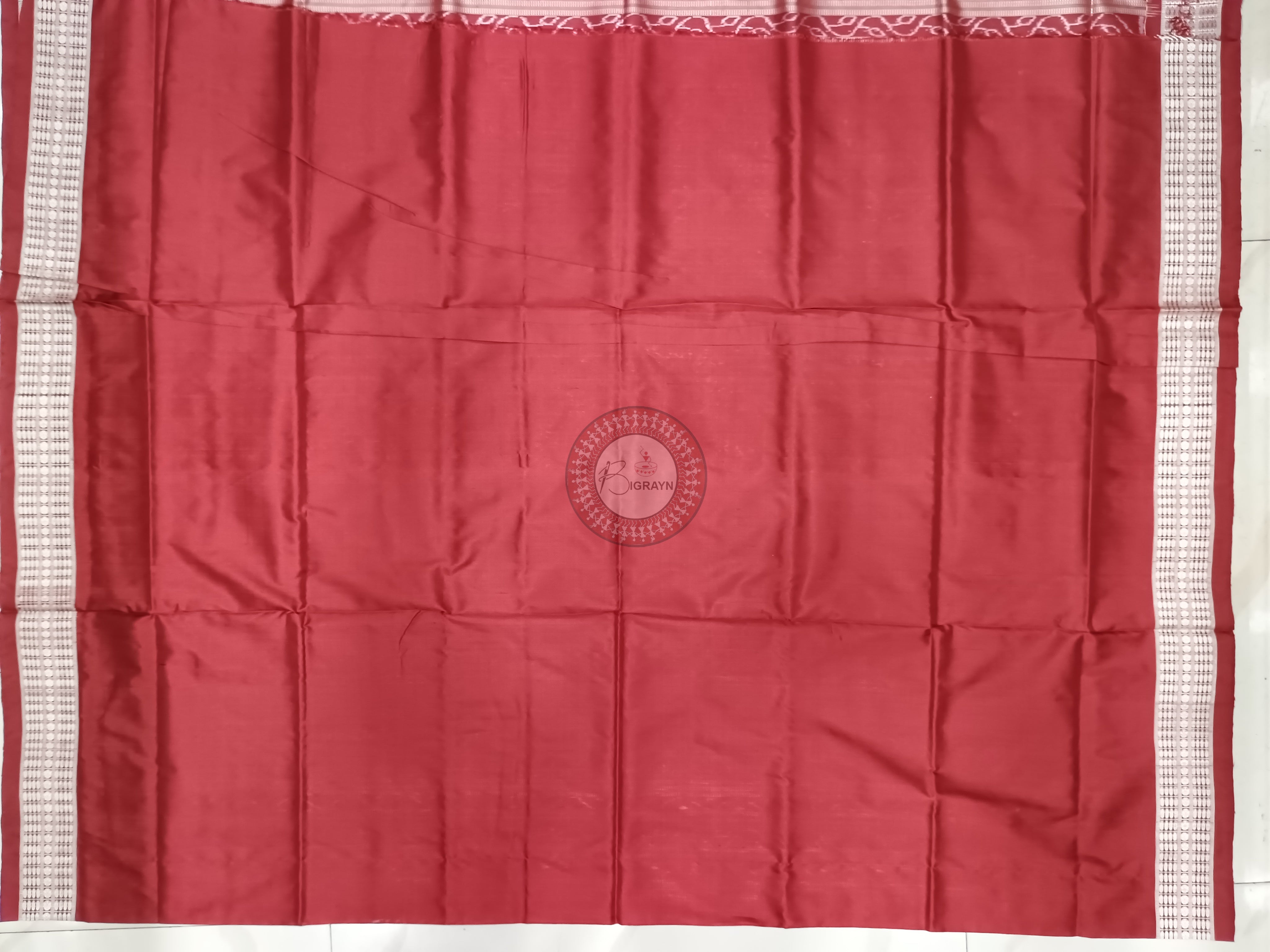 Maroon Self Tribal Mini Pasapali Sambalpuri Silk Saree