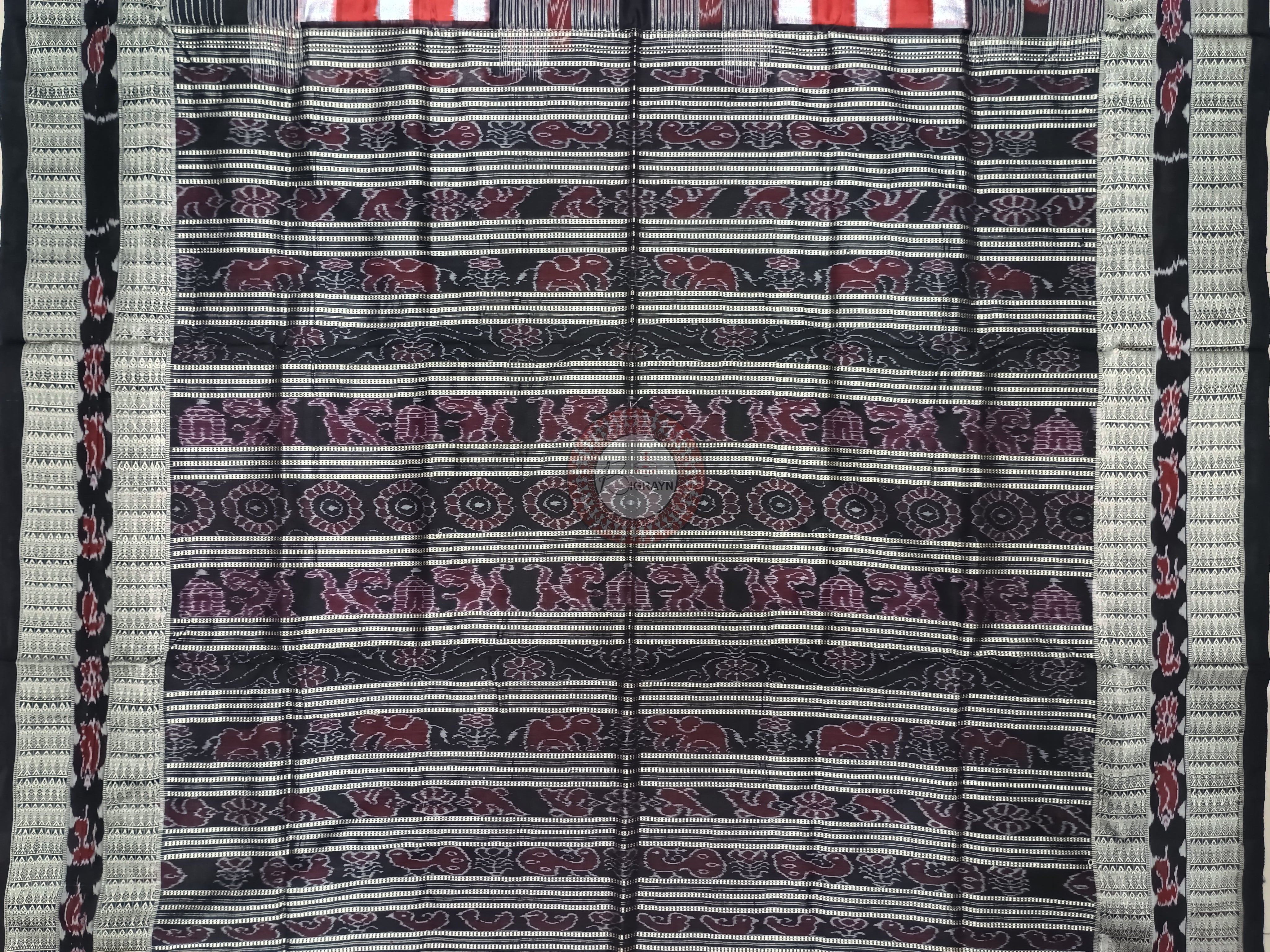 Red Black Bichitrapuri Sambalpuri Silk Saree