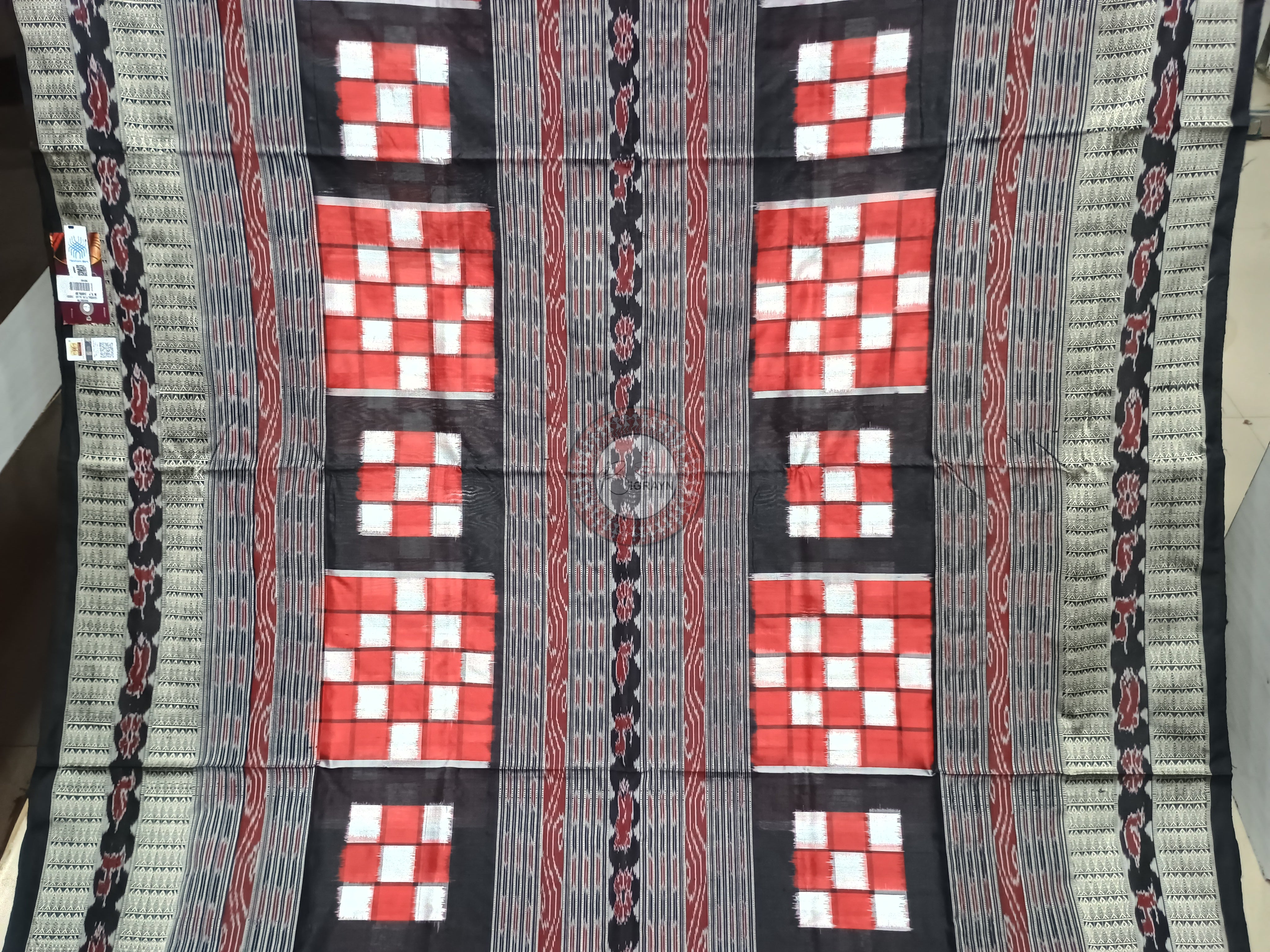Red Black Bichitrapuri Sambalpuri Silk Saree