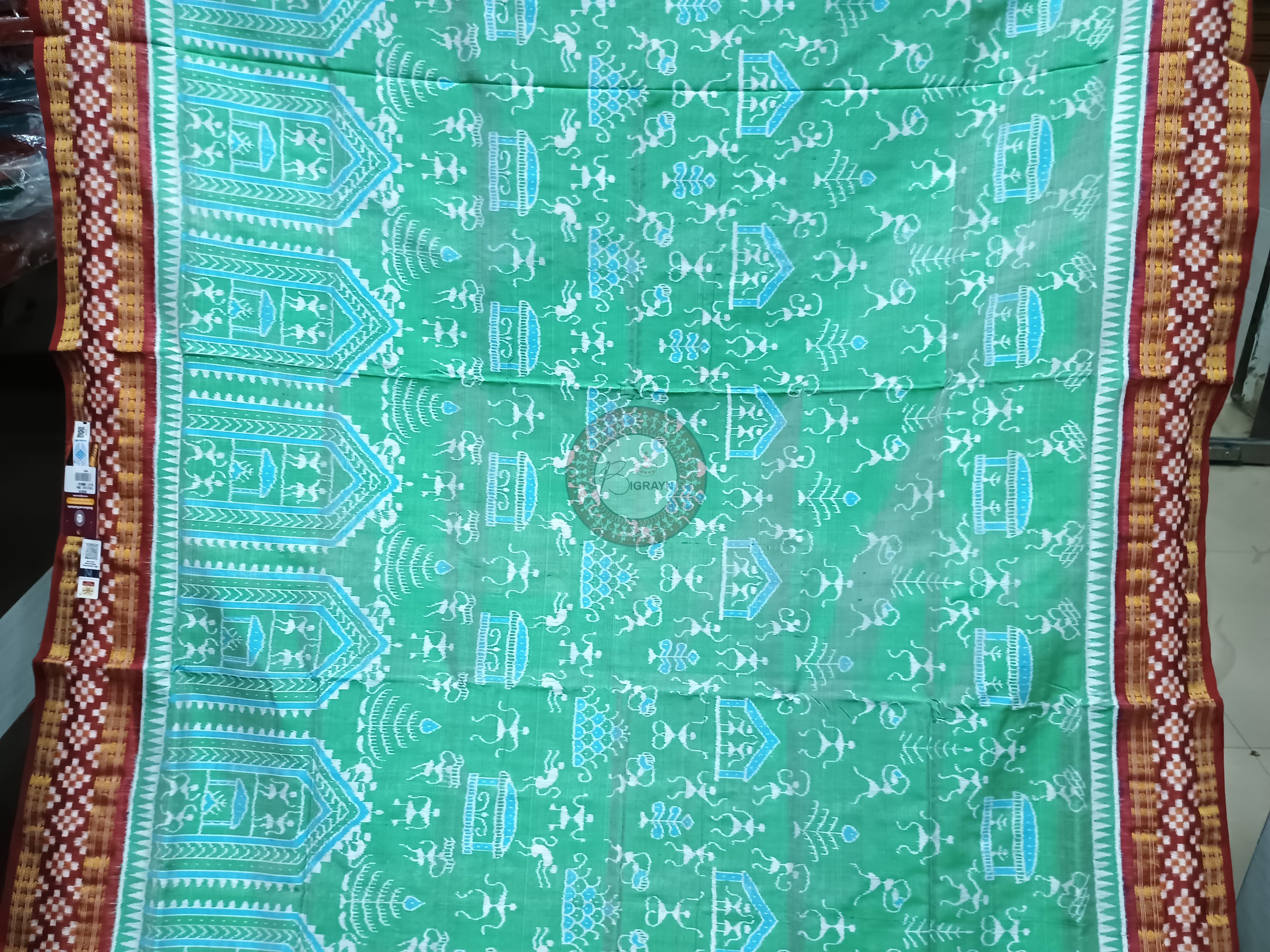 "Odisha Handloom Tissue Silk Saree with shimmering texture, elegant zari border, and lightweight drape, handcrafted by artisans"