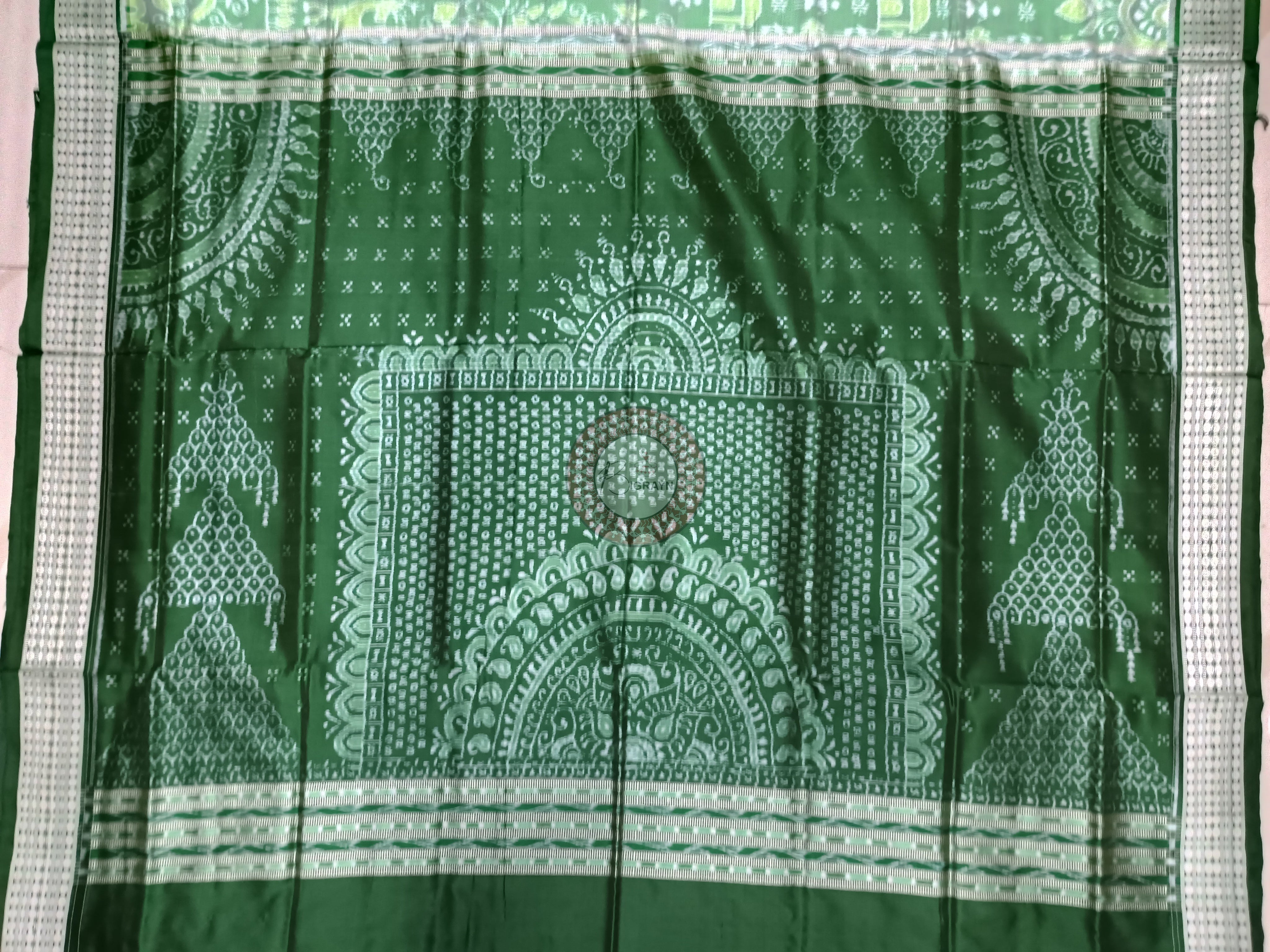 Pista Green Tribal House Sambalpuri Silk Saree