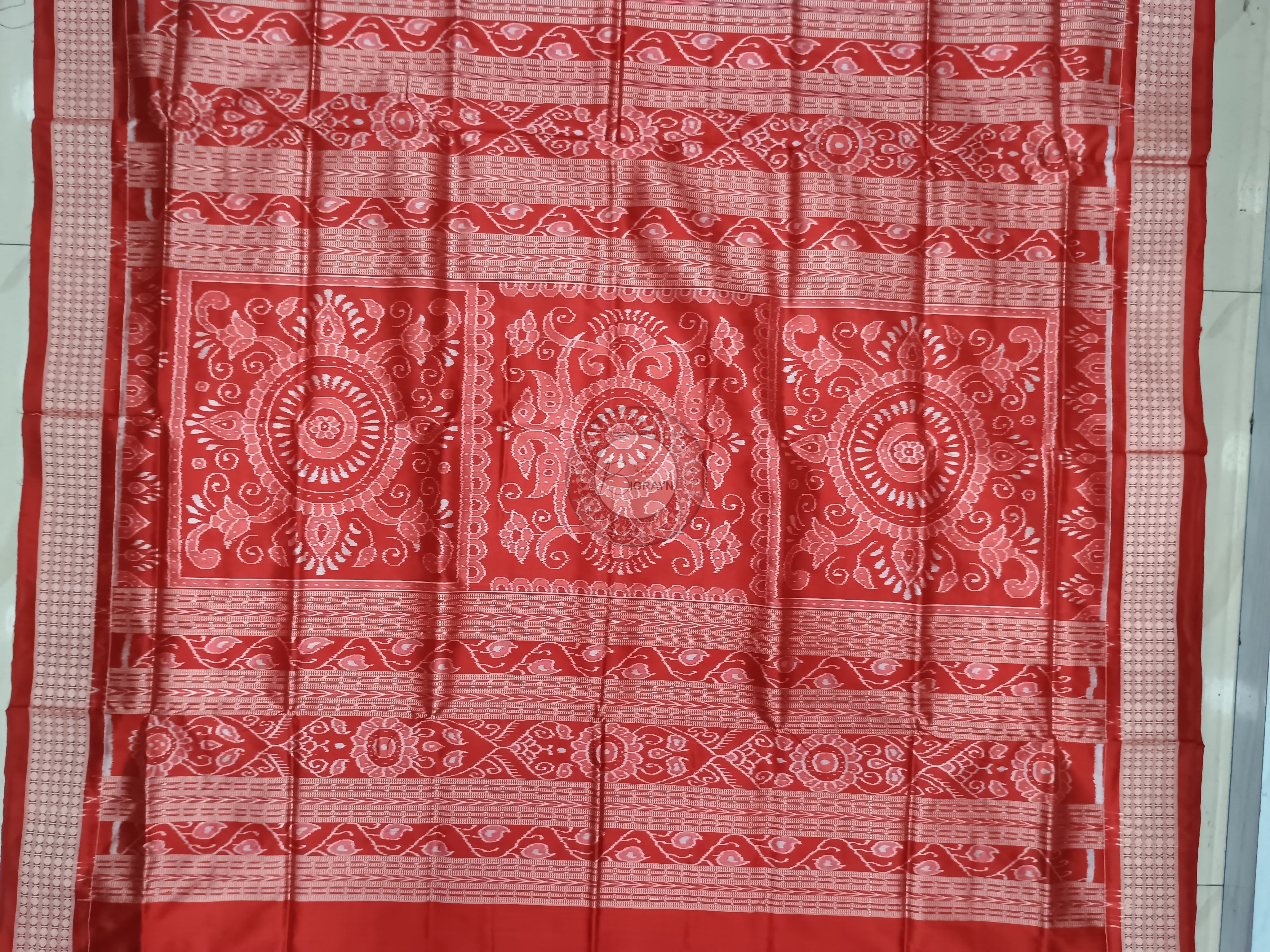 Black Red Tribal House Sambalpuri Silk Saree