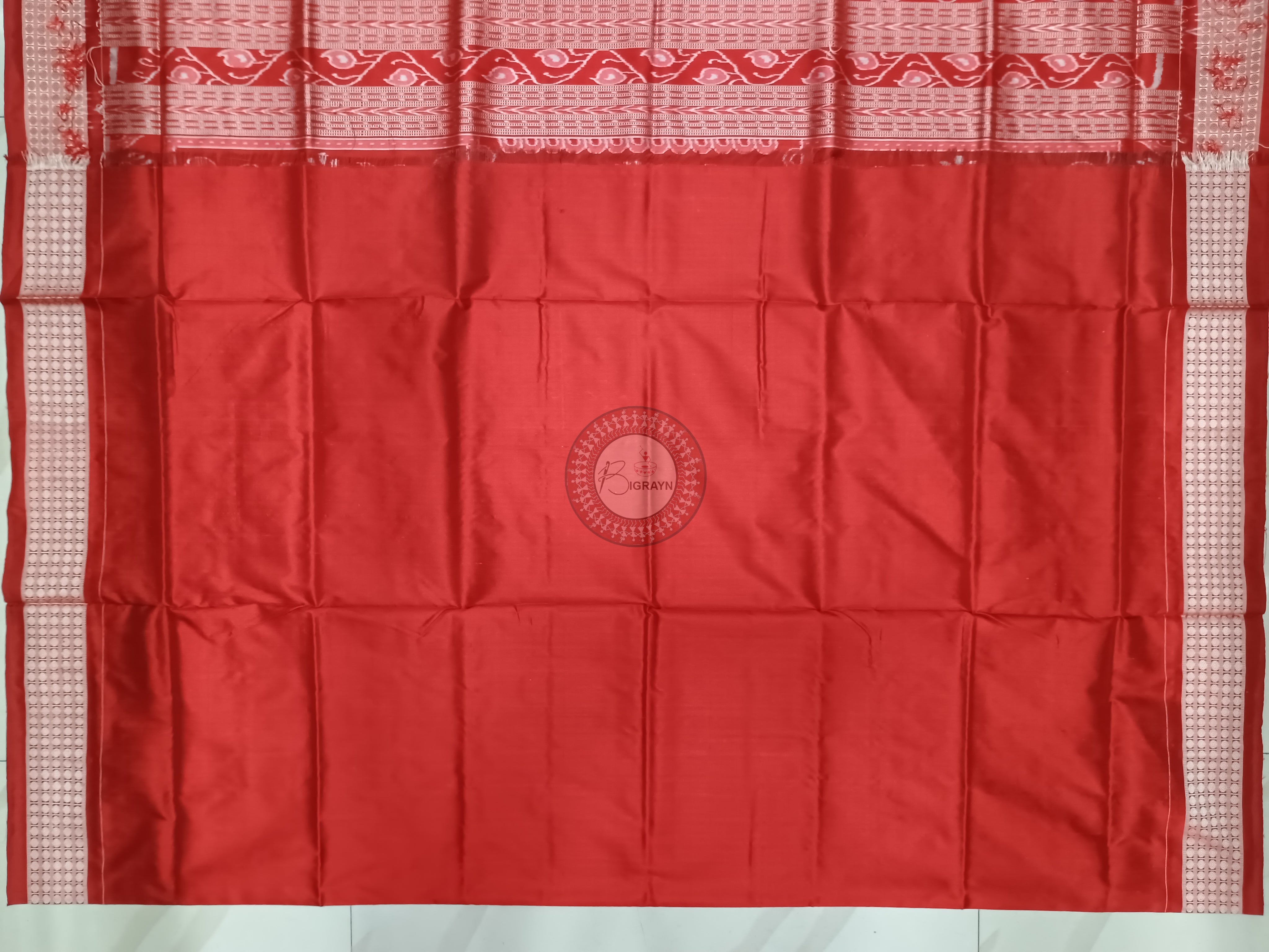 Black Red Tribal House Sambalpuri Silk Saree