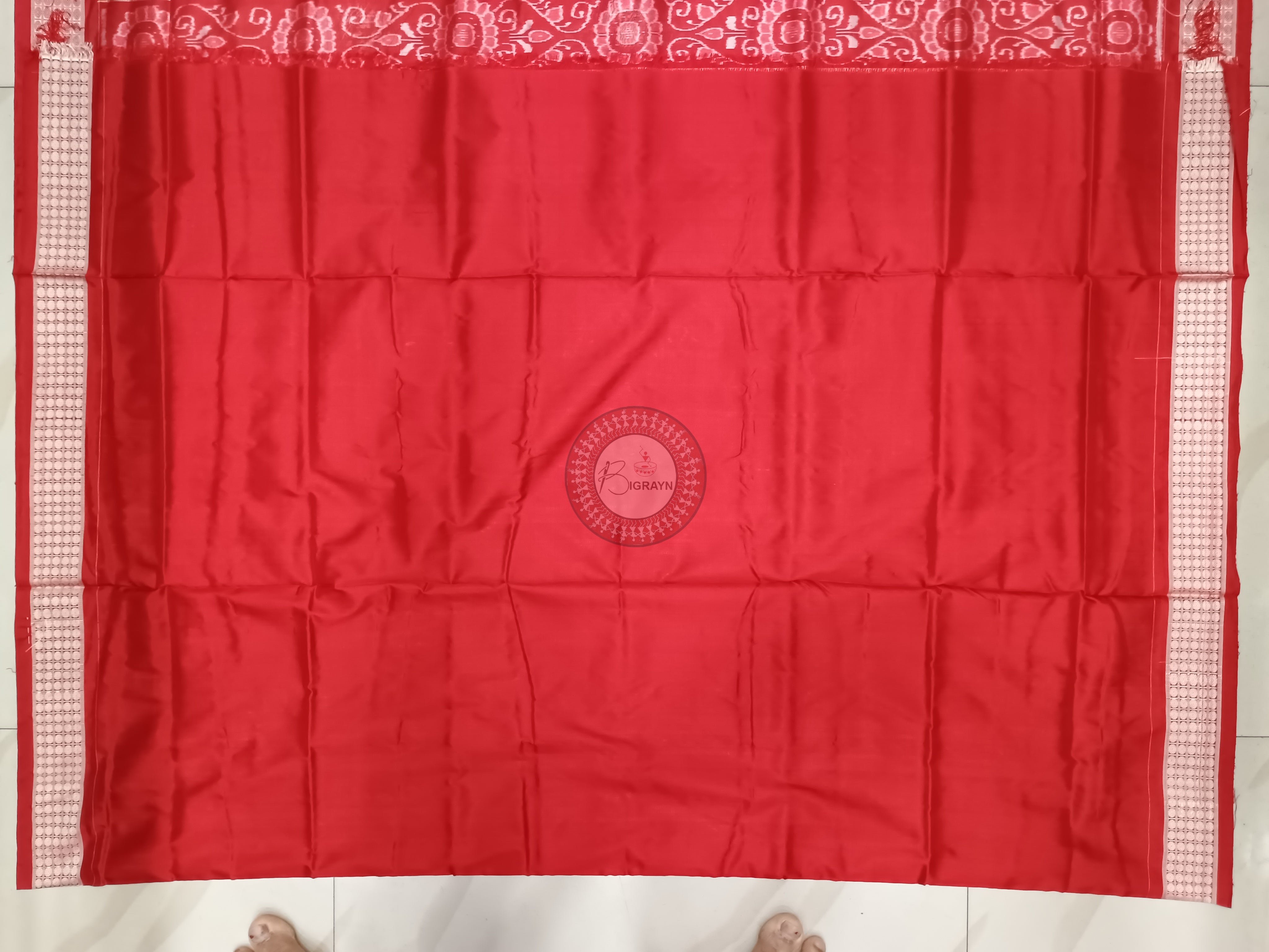 Red Blue Tribal Chakra Odisha Handloom Sambalpuri Silk Saree