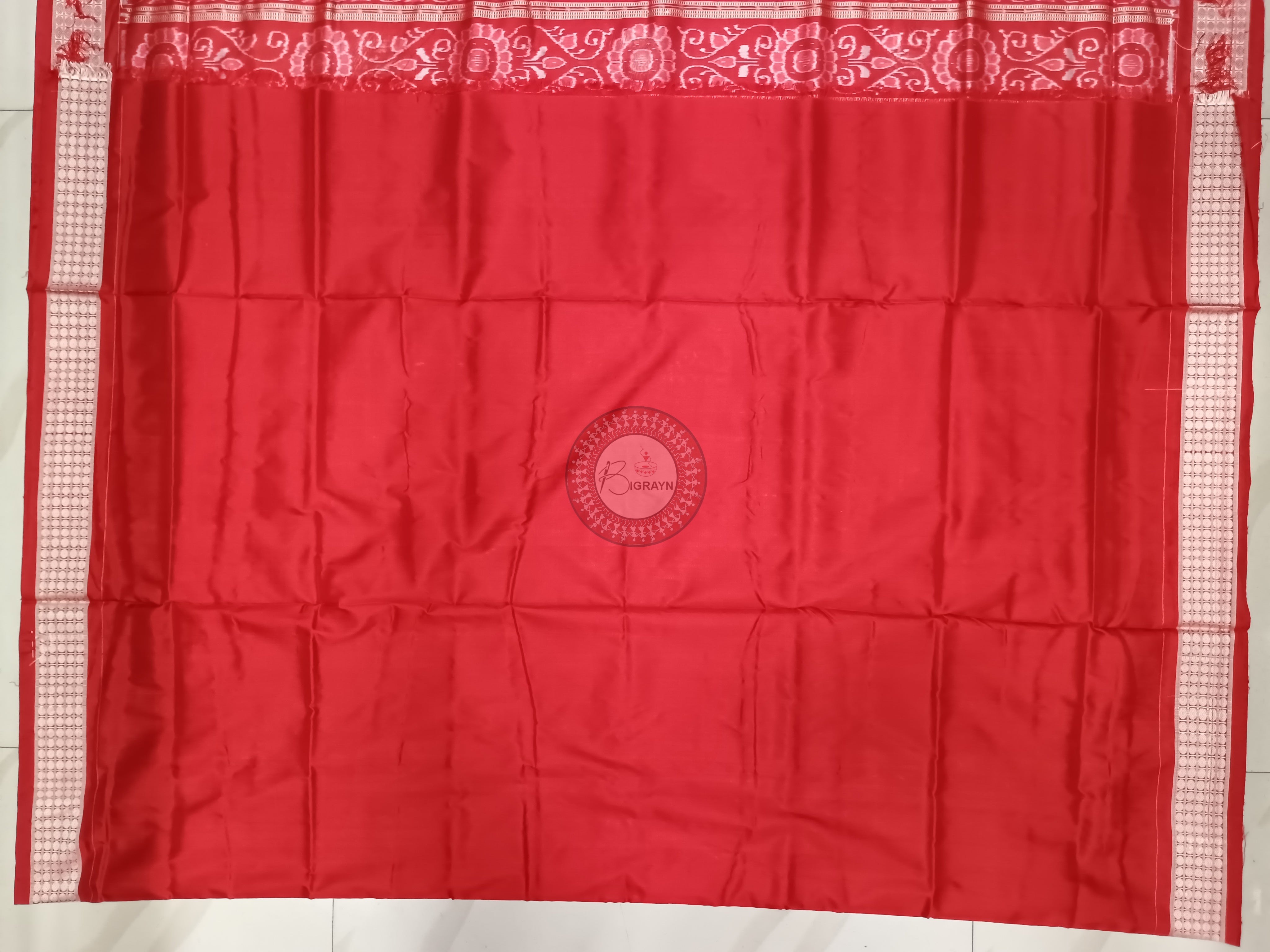 Red Blue Tribal Chakra Odisha Handloom Sambalpuri Silk Saree