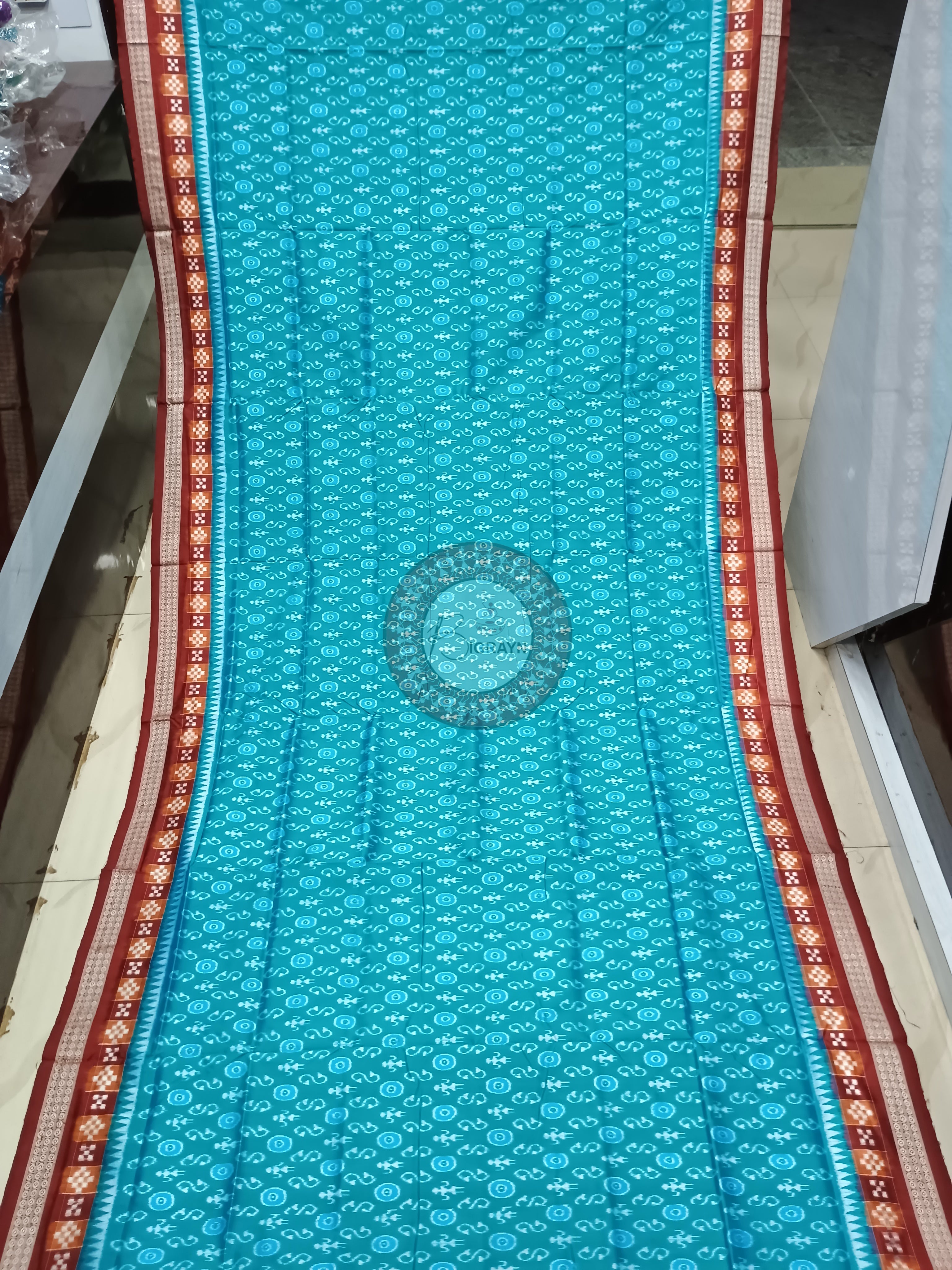 Copper Sulphate Maroon Pasapali Border Tribal Ek Chandia Odisha Handloom Sambalpuri Silk Saree