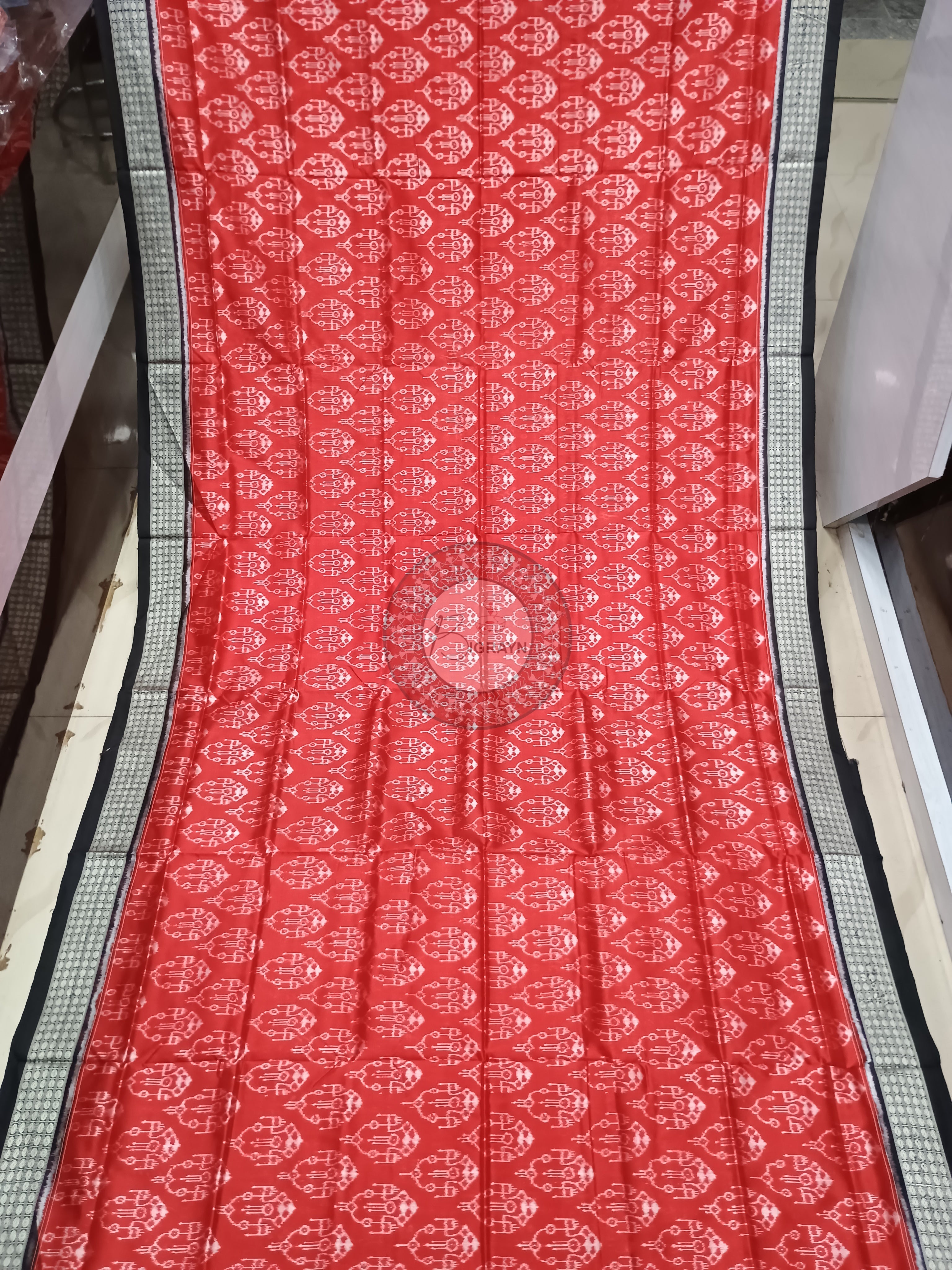Red Black Ikat Tribal Odisha Handloom Sambalpuri Silk Saree