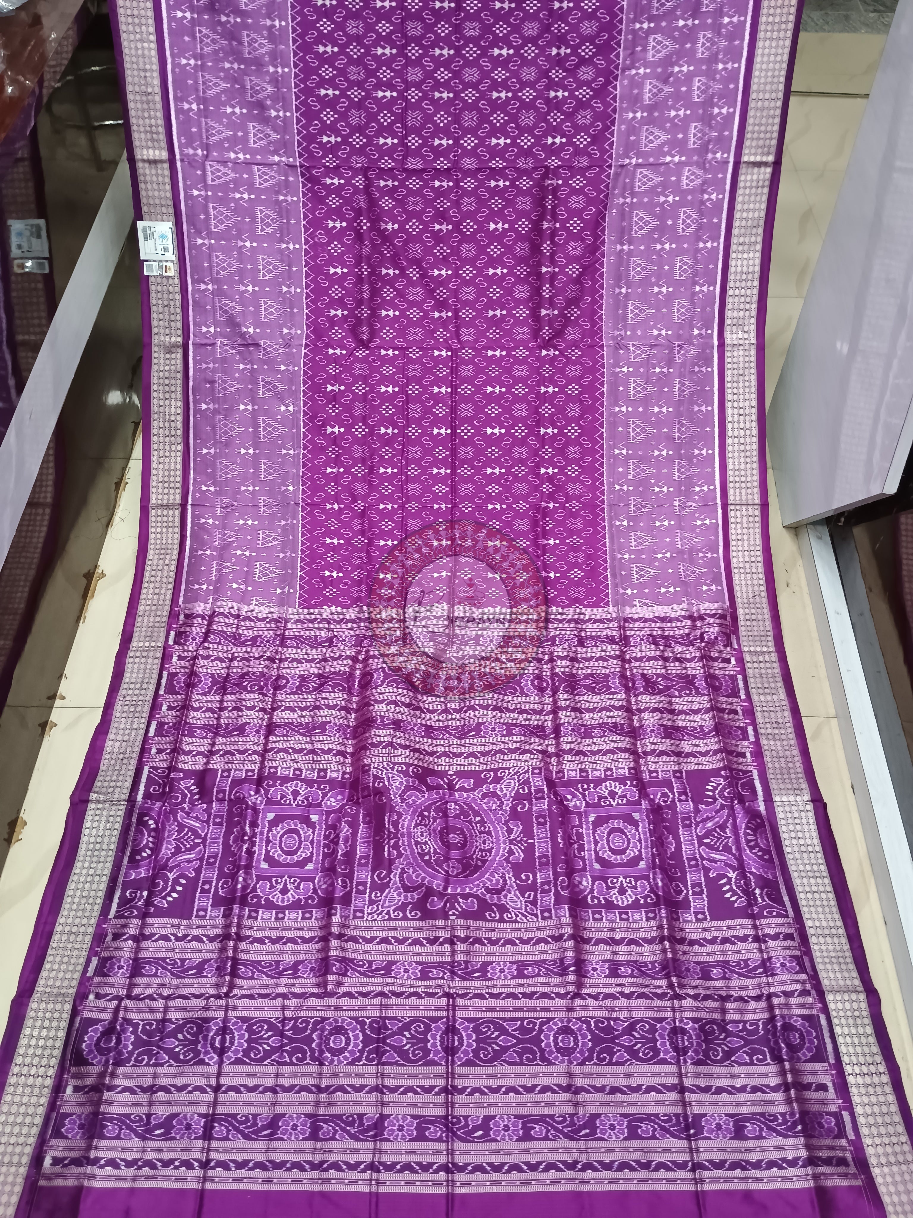 Light Purple Dark Purple Tribal Odisha Handloom Sambalpuri Silk Saree