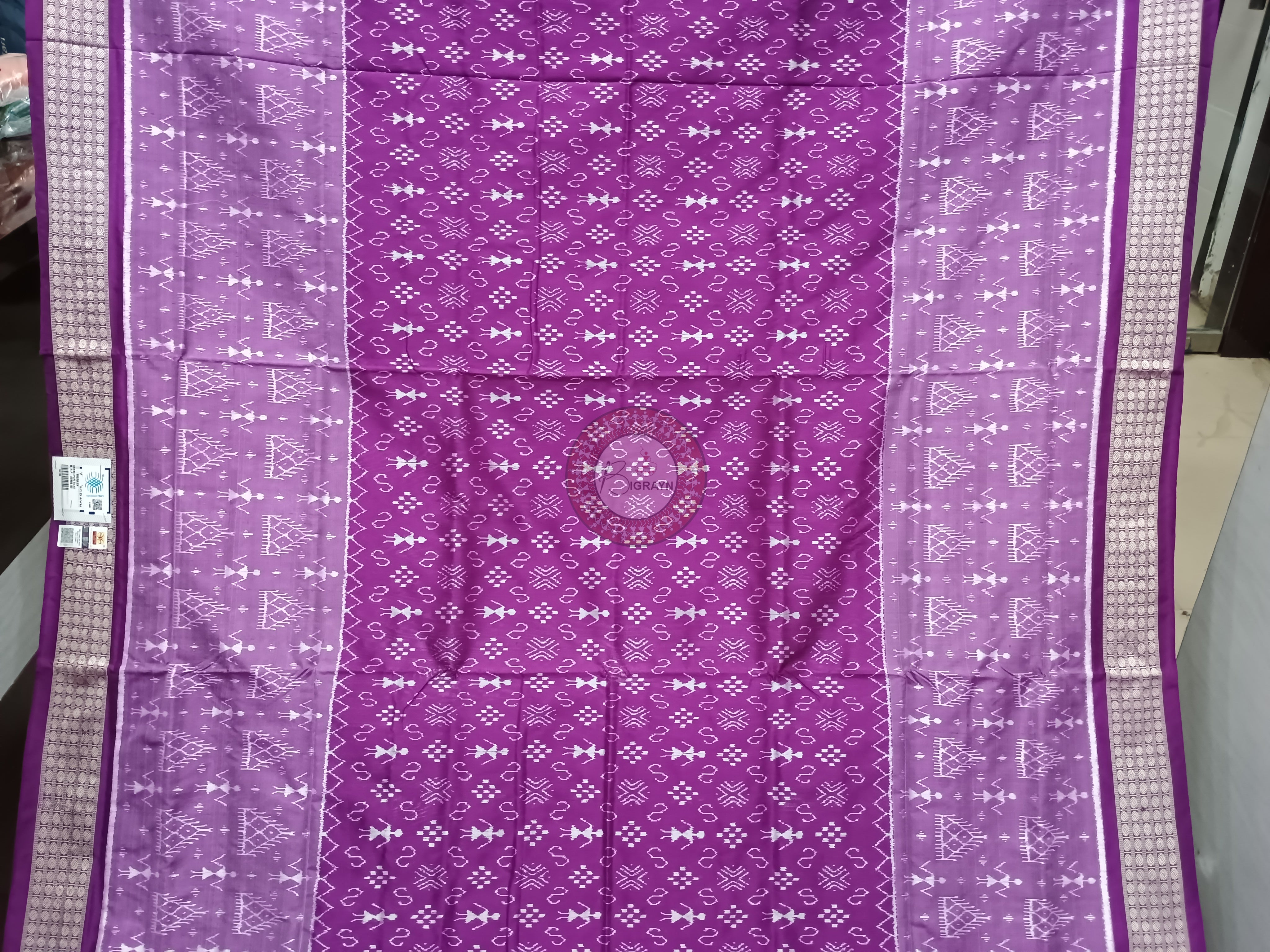 Light Purple Dark Purple Tribal Odisha Handloom Sambalpuri Silk Saree