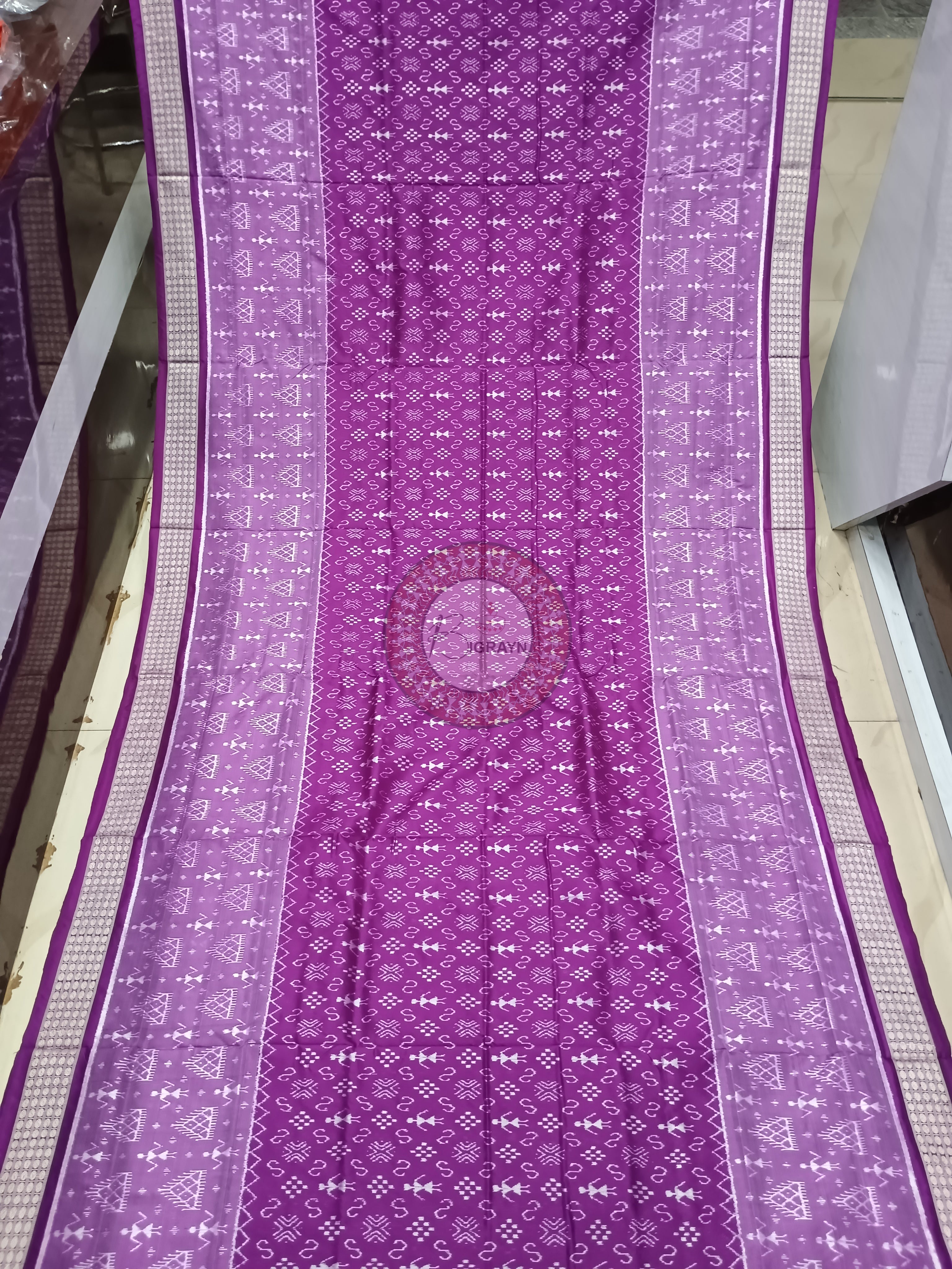 Light Purple Dark Purple Tribal Odisha Handloom Sambalpuri Silk Saree