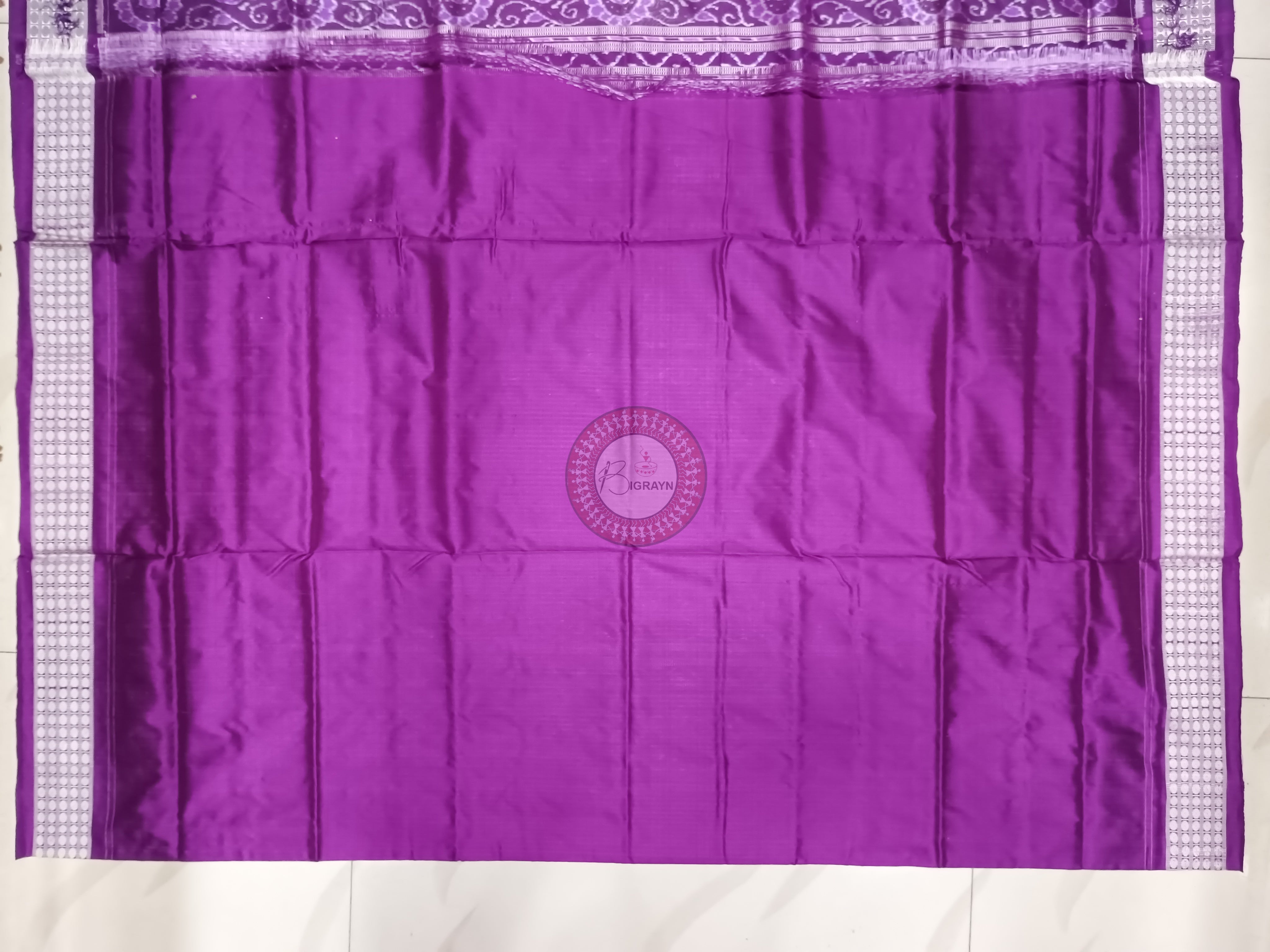 Light Purple Dark Purple Tribal Odisha Handloom Sambalpuri Silk Saree